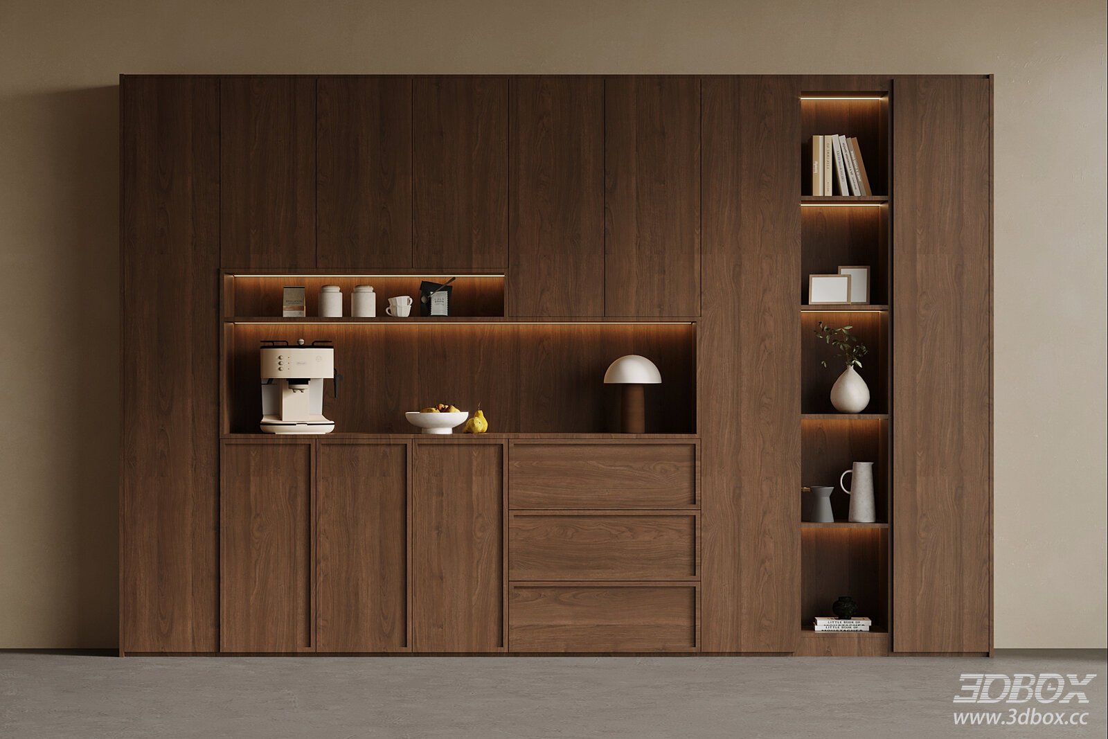 Mid Century Walnut Wood Wine Sideboard Cabinet