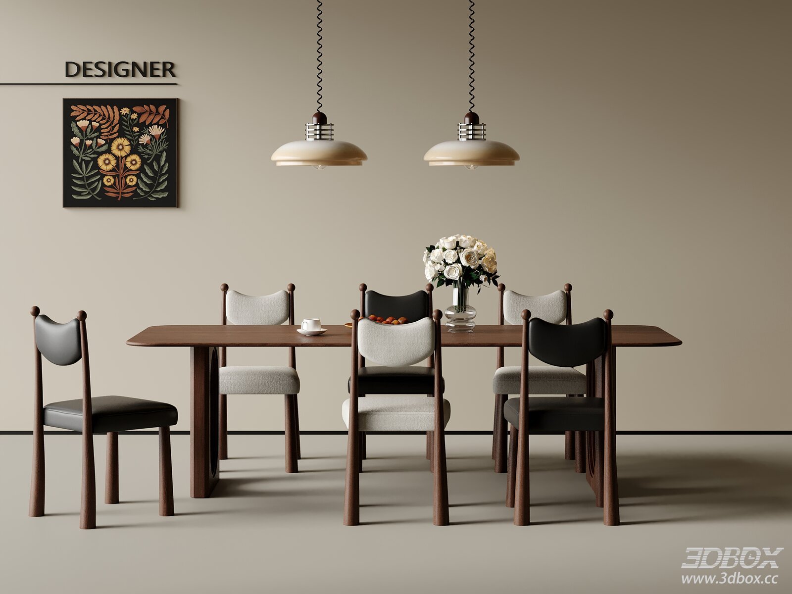 Vintage Wooden Dining Table and Chairs Set