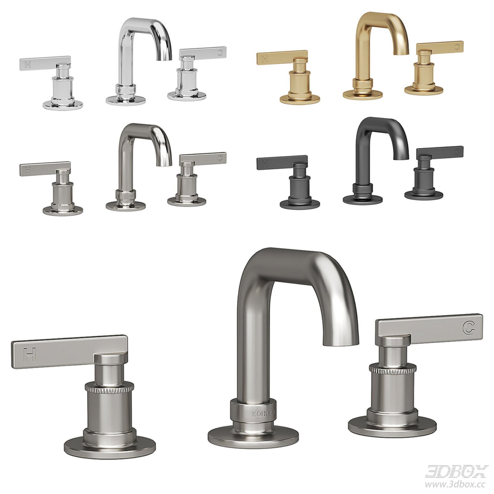 Modern Lever Handle Basin Faucet Set Multi Finish
