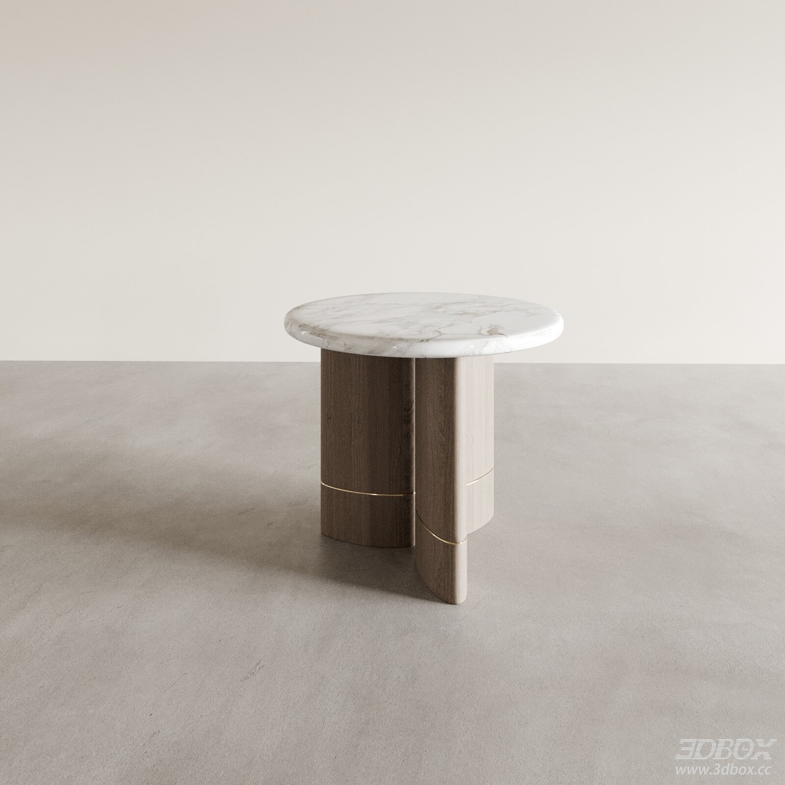 Modern Minimalist Round Marble Top Wooden Side Table