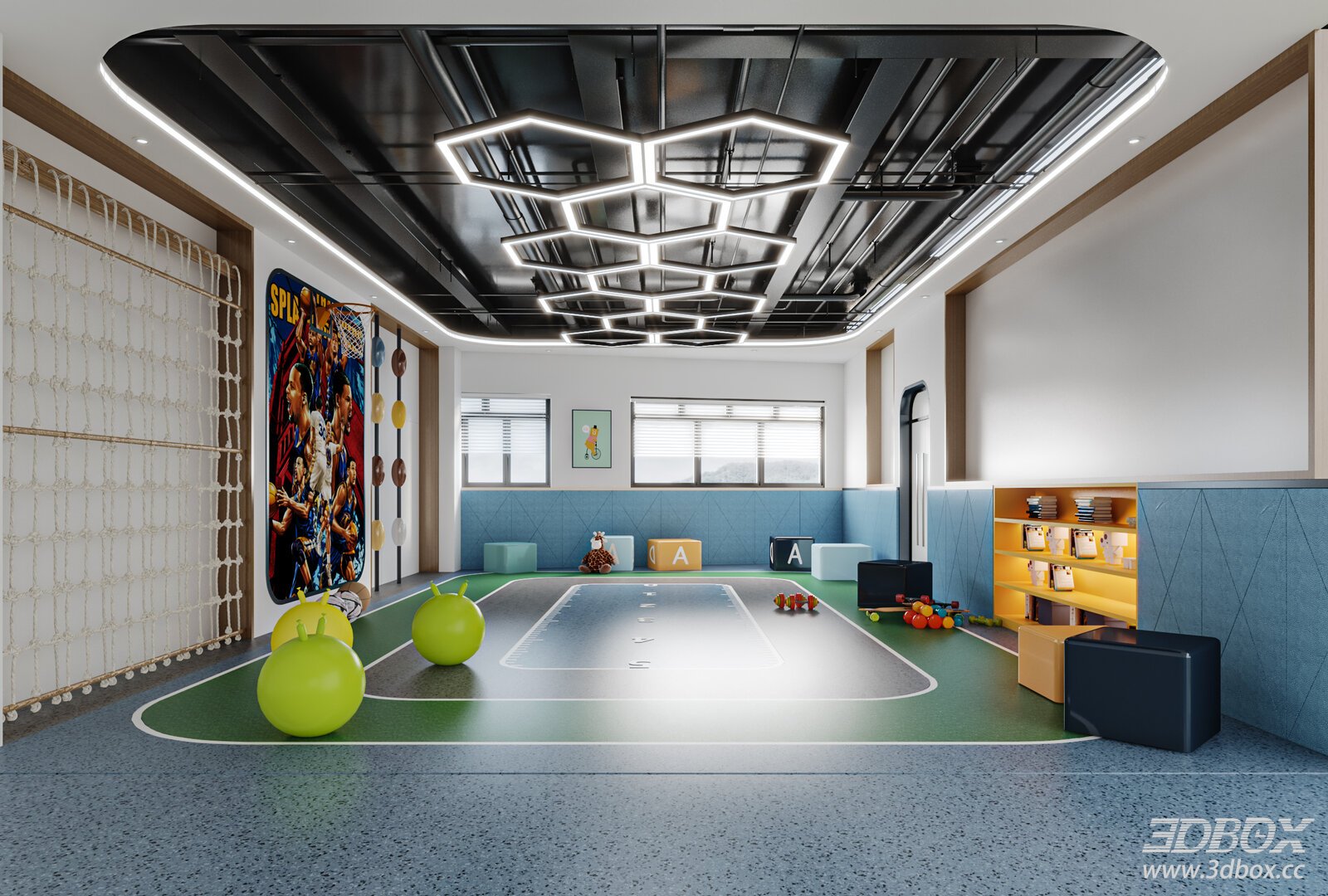 Modern Kids Fitness Training Room Interior Scene