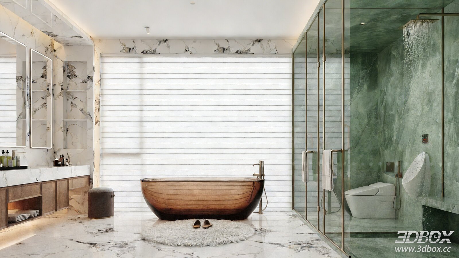 Modern Minimalist Dry Wet Separation Bathroom Interior