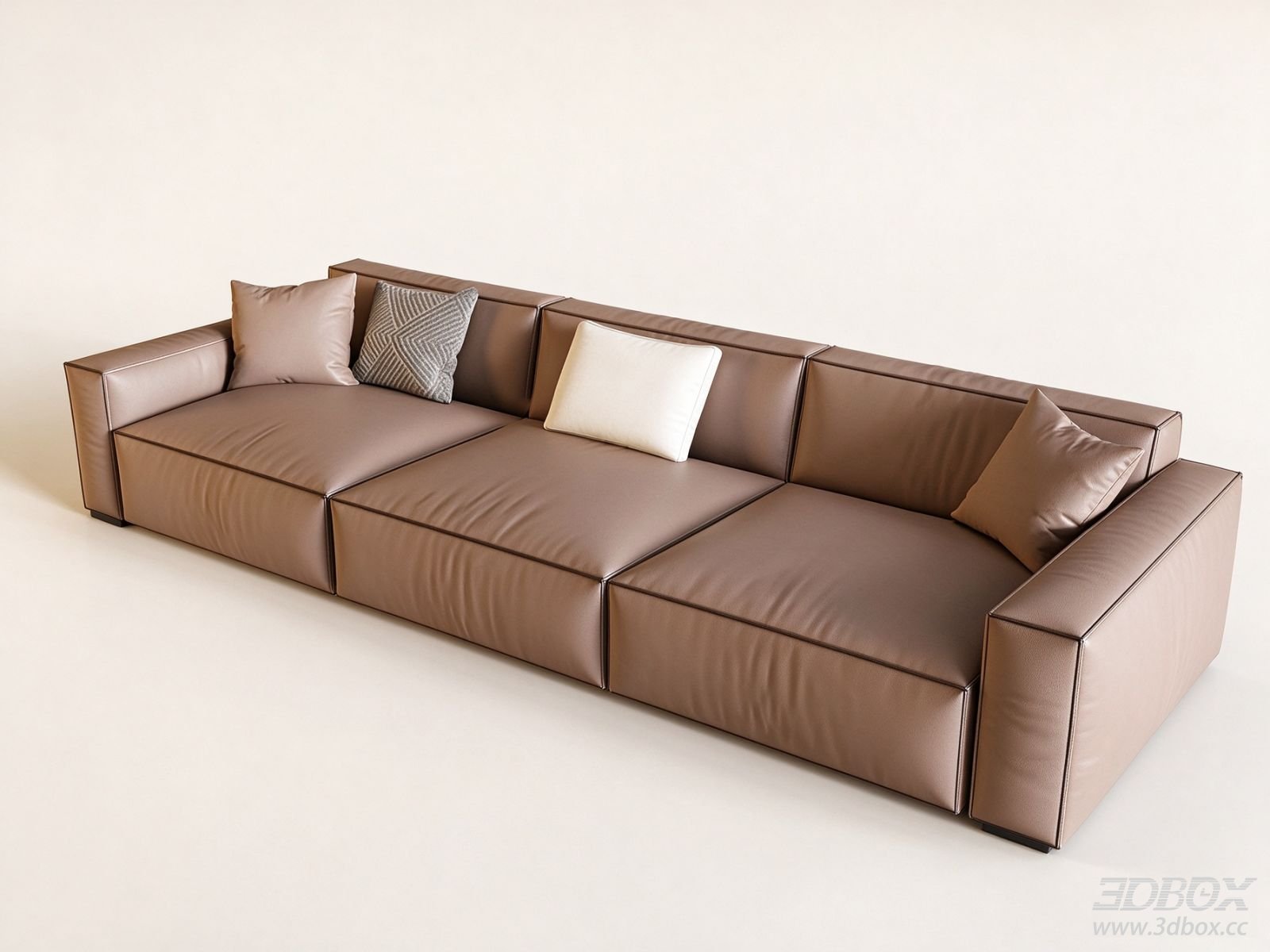Modern 3-seater Modular Leather Sofa with Throw Pillows