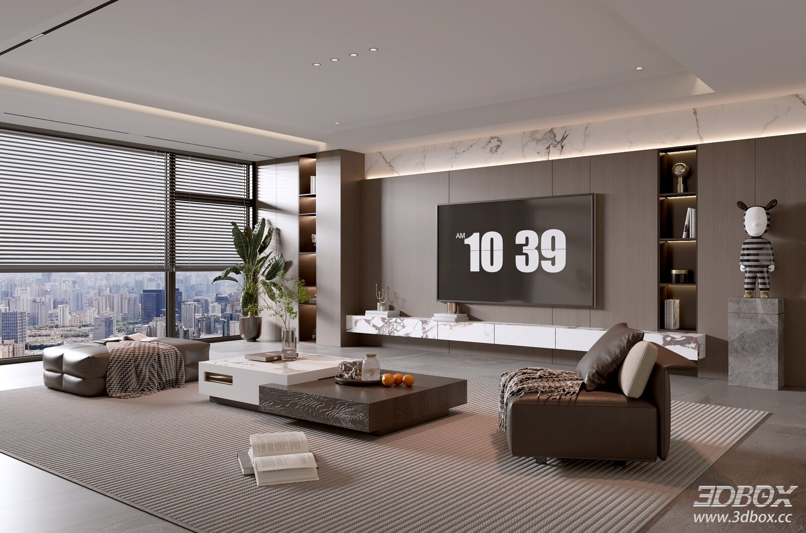 Modern Italian Style Luxury Living Room With TV Wall