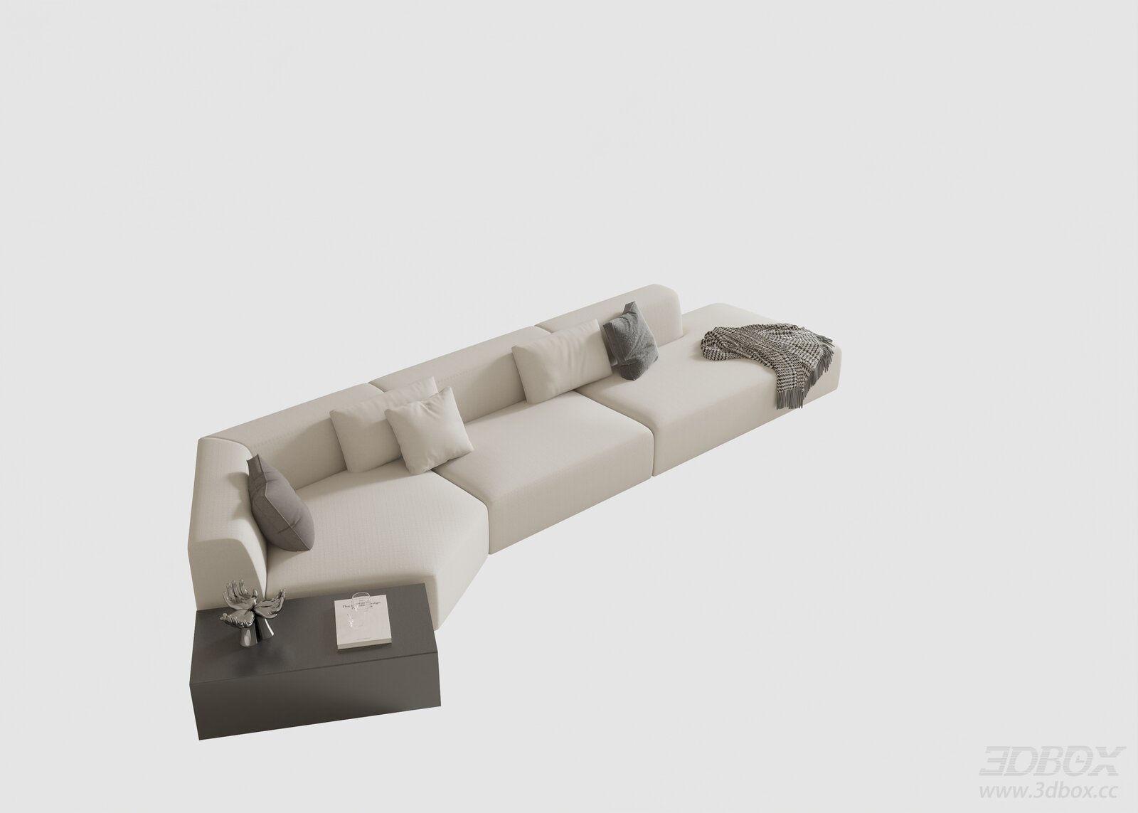 Modern Minimalist L-shaped Fabric Sectional Sofa Set