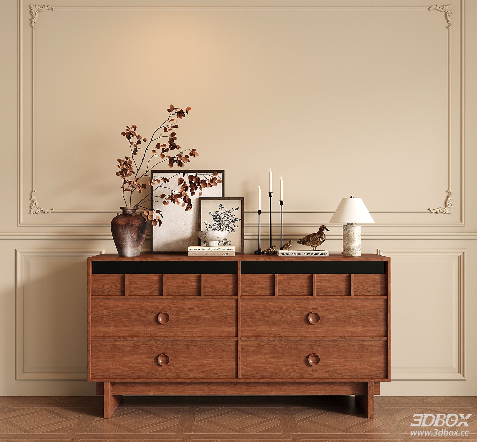 Vintage Mid Century Walnut Wood Sideboard Chest of Drawers