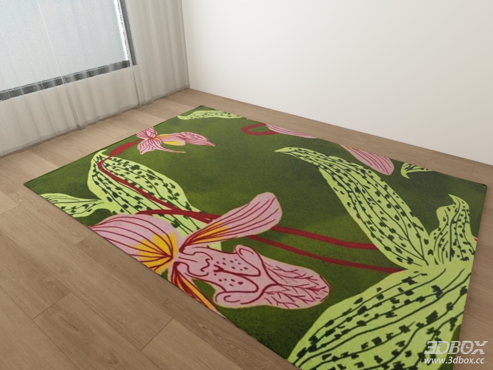 Floral Pattern Green Decorative Carpet