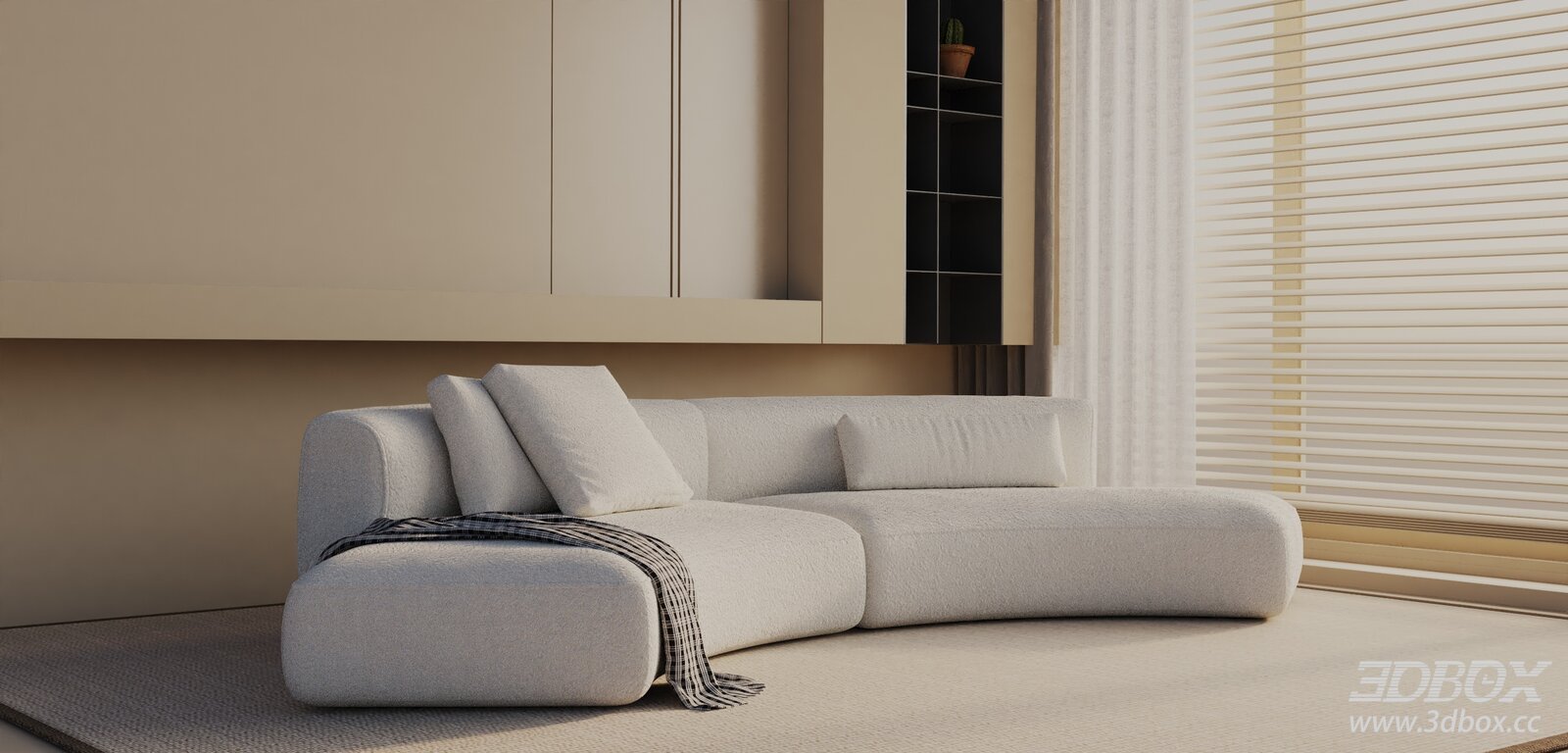 Modern Curved Fabric Sofa Set Living Room