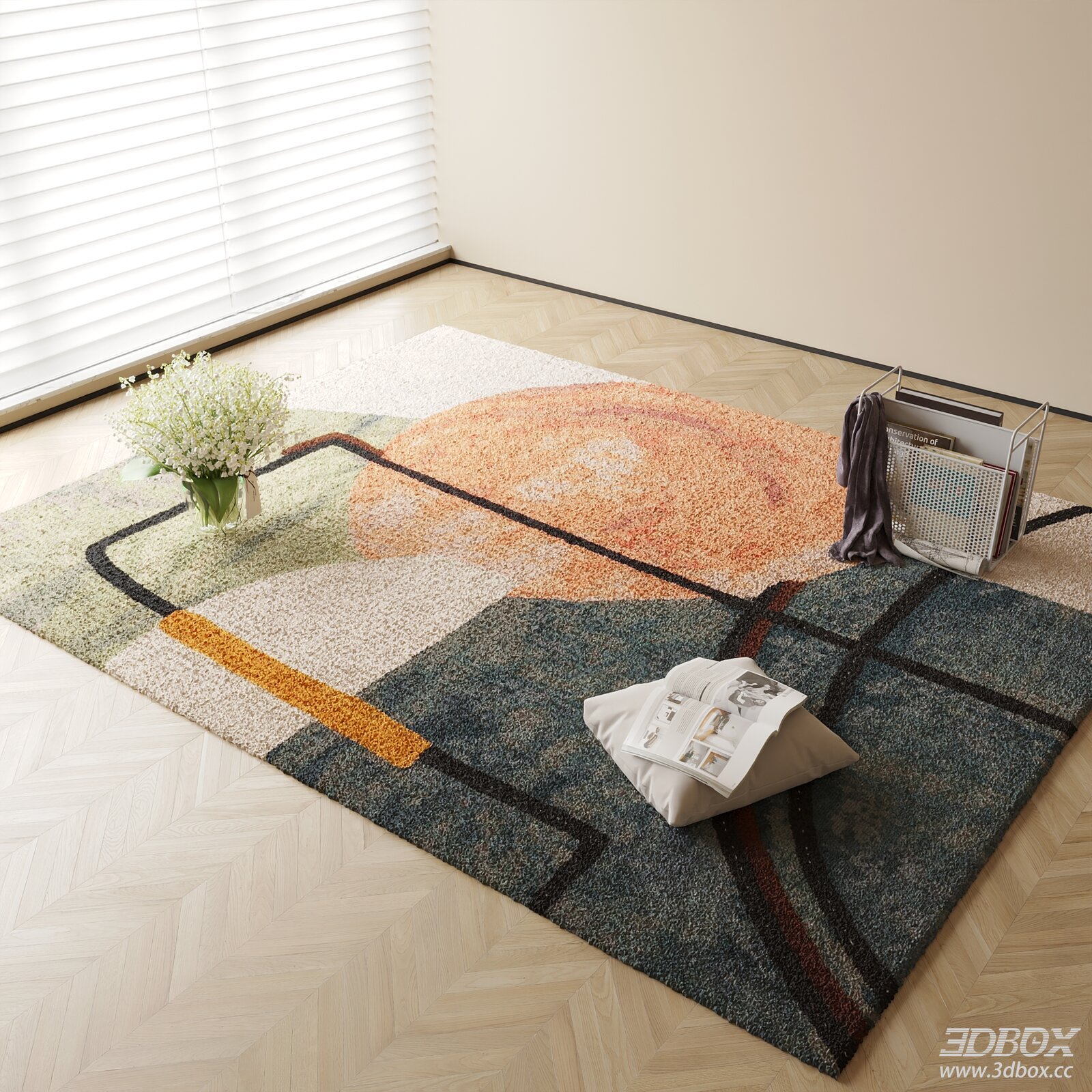 Modern Abstract Geometric Plush Area Rug