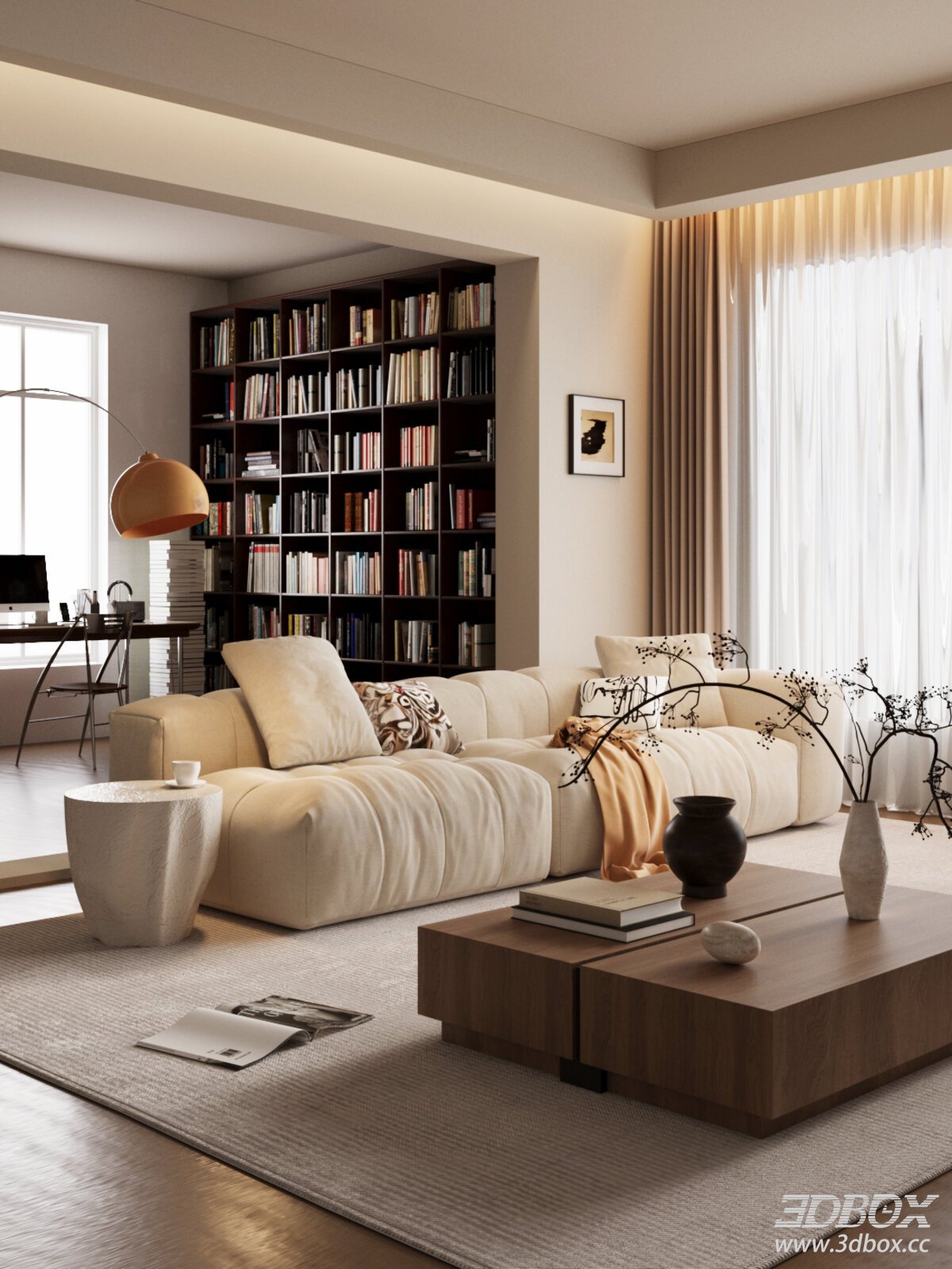 Modern Luxury Minimalist Living Room with Sofa and Coffee Table