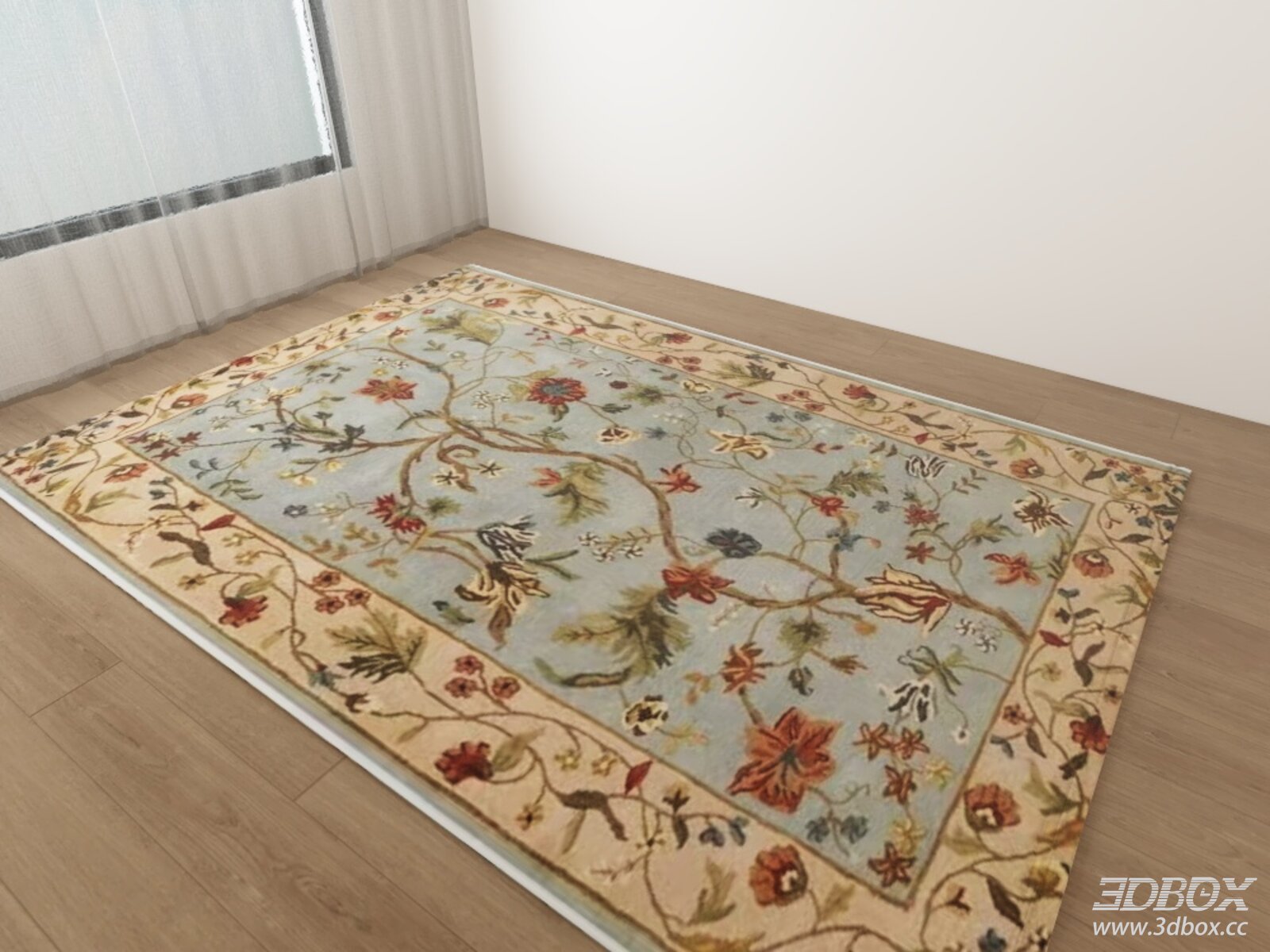 Vintage Floral Pattern Tufted Area Rug