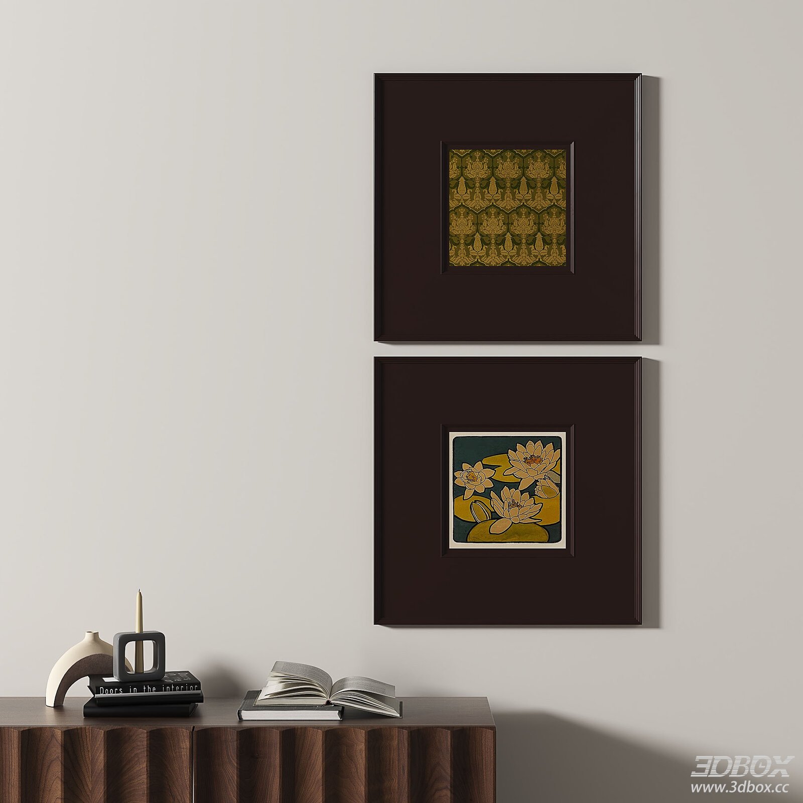 Modern Classic Decorative Wall Art Framed Lotus Painting Set