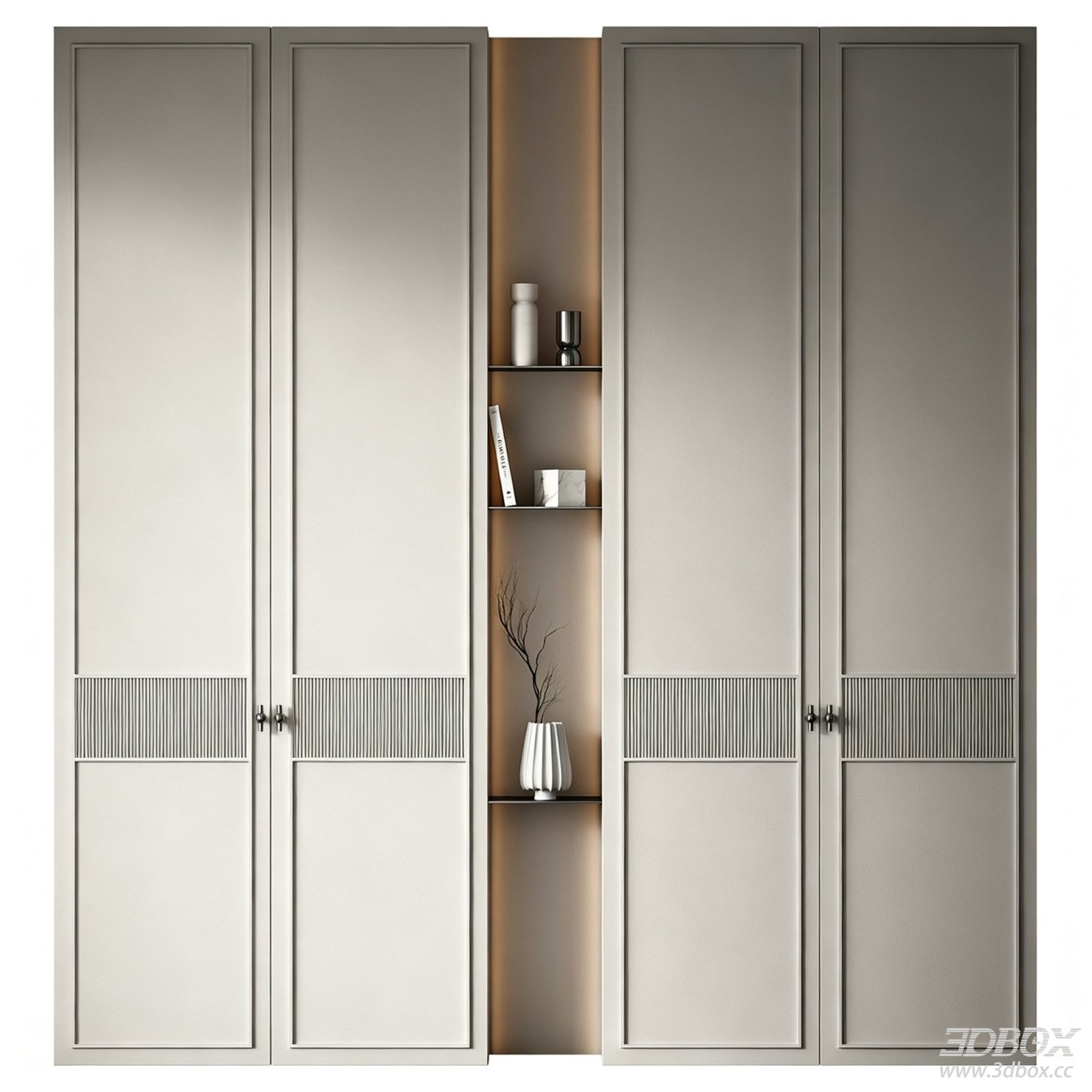 Modern Minimalist Wardrobe With Built-in Display Shelf