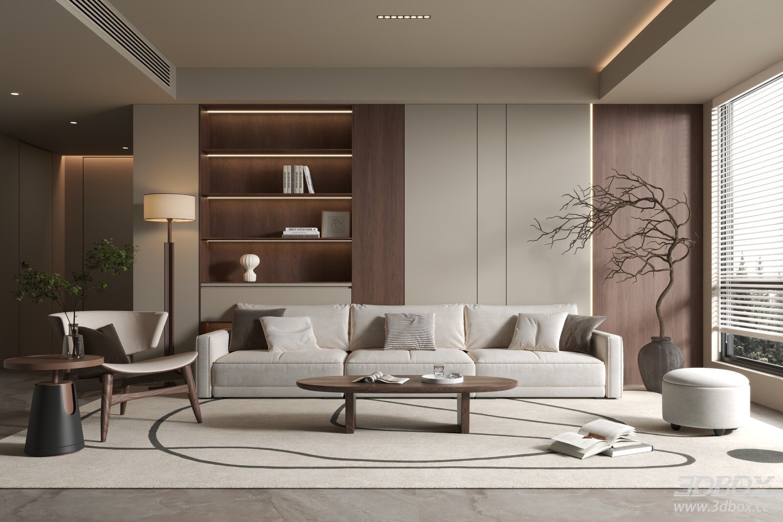 Wabi Sabi Mid Century Modern Living Room Scene