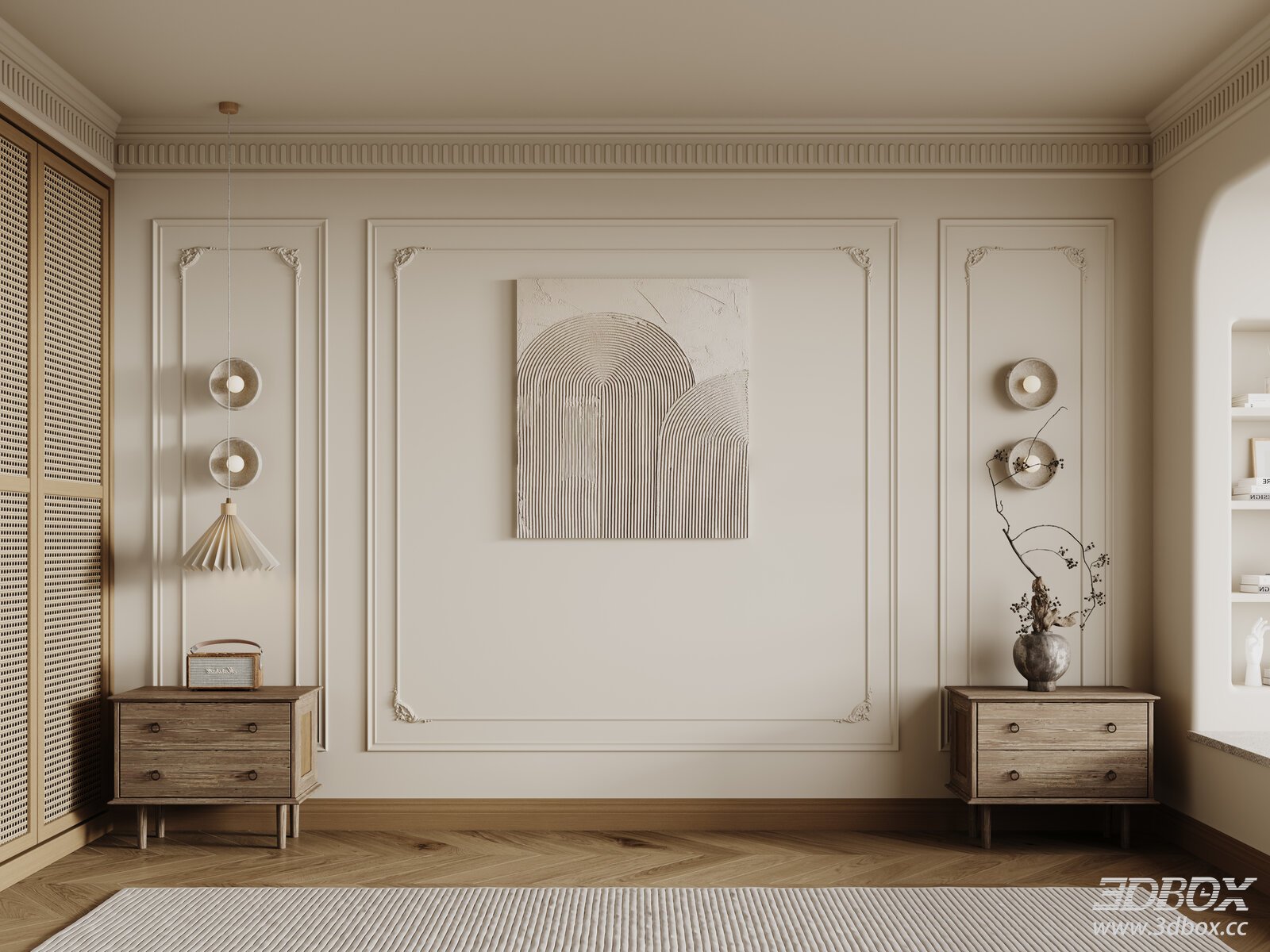 French Style Bedroom Background Wall Scene