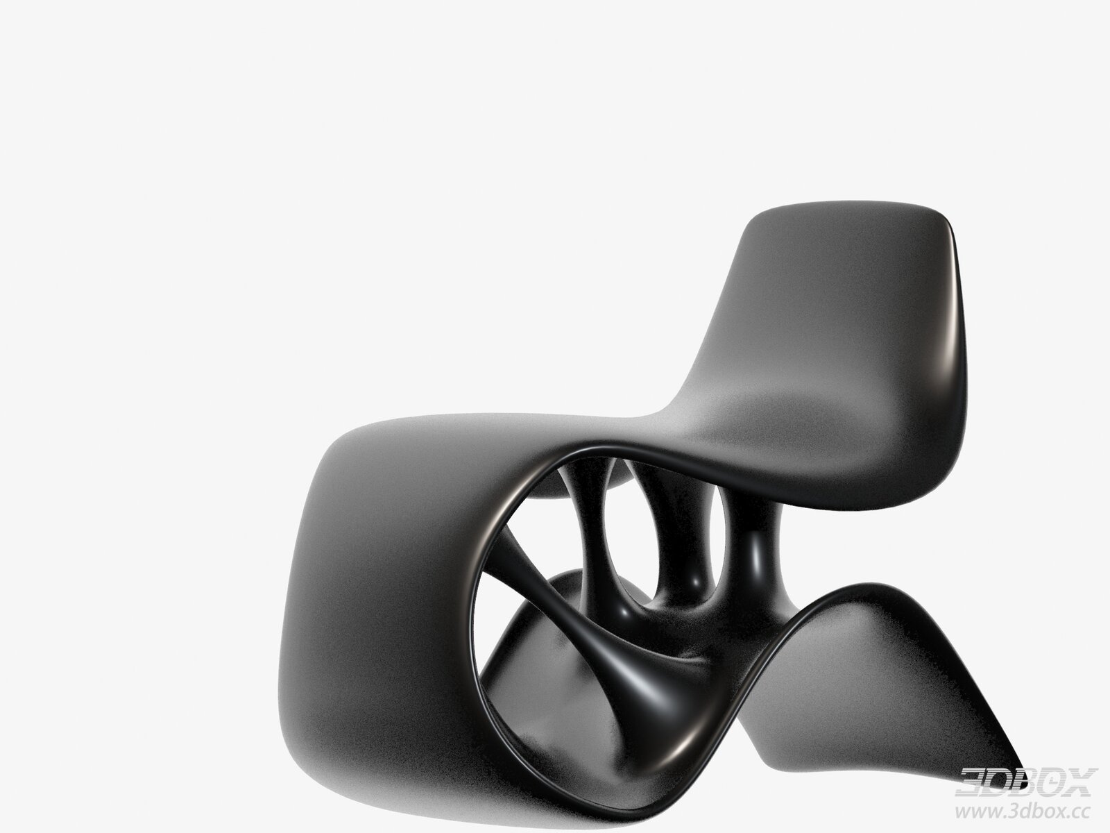 Modern Futuristic Curved Black Armchair