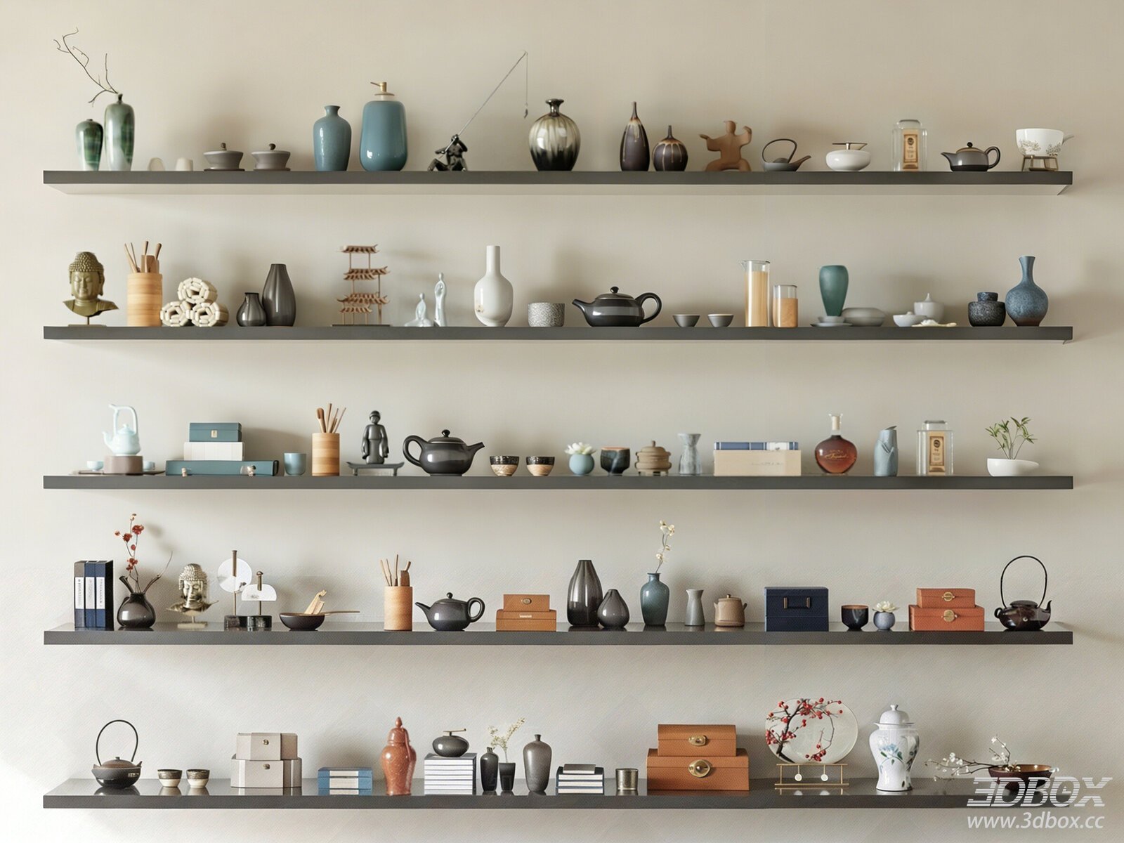 New Chinese Style Decorative Set with Vases Teapots Sculptures Books