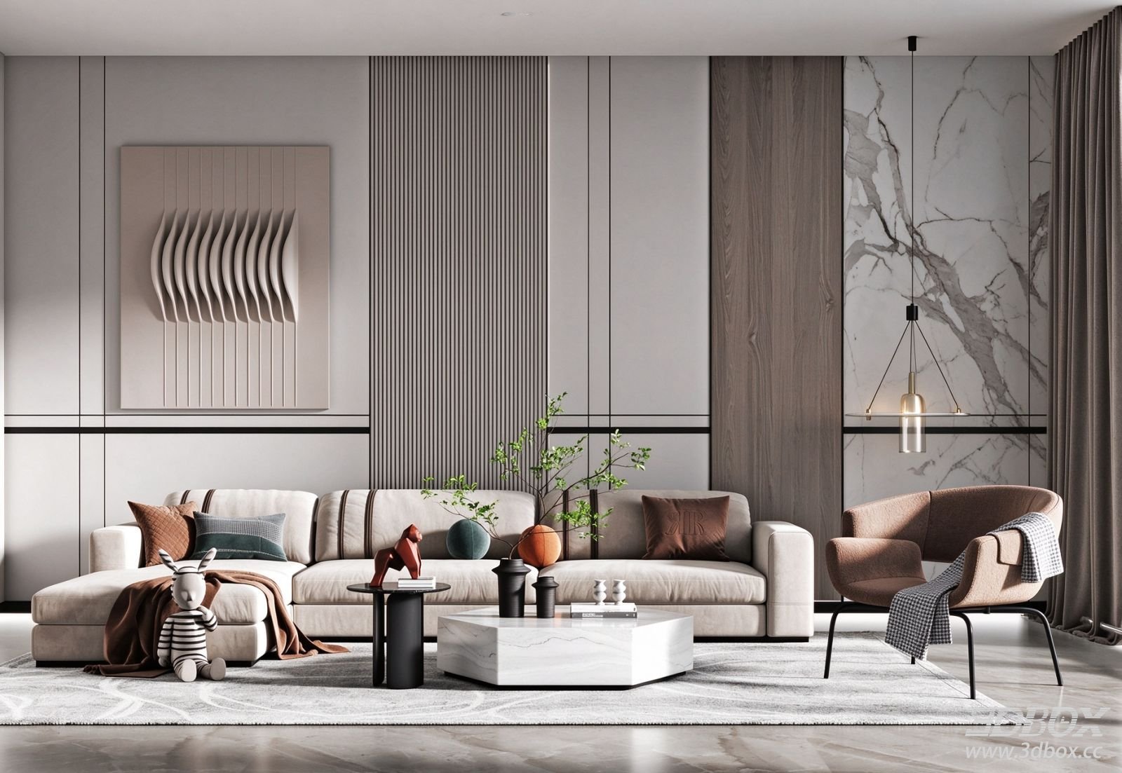 Modern Luxury Living Room Sofa Set Scene