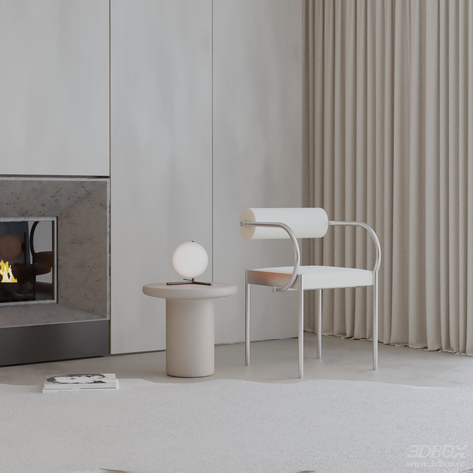 Modern Minimalist Metal Frame Fabric Upholstered Armchair