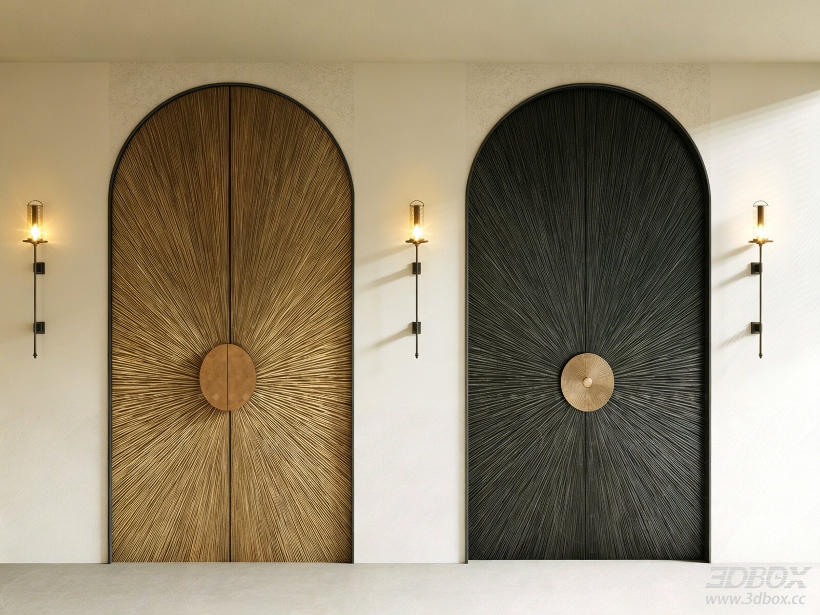 Modern Italian Style Arched Double Luxury Villa Door