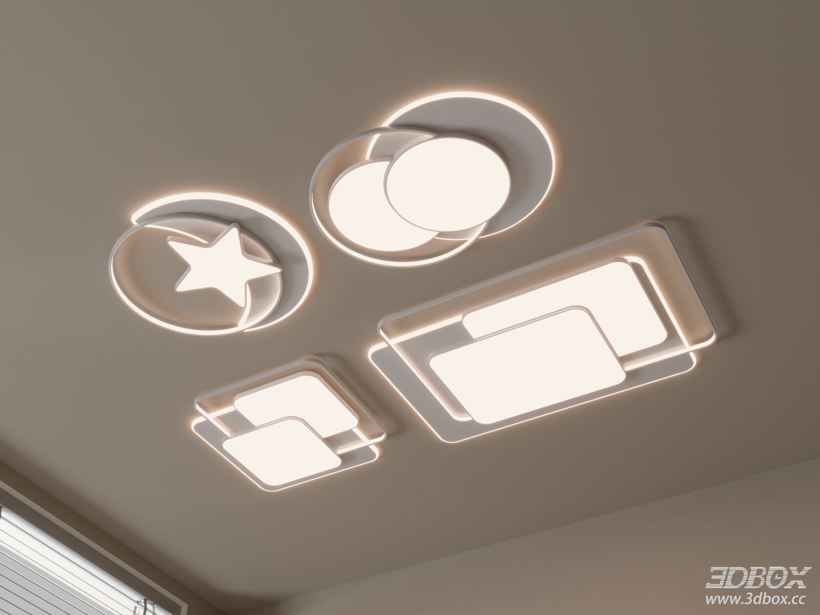 Modern Geometric LED Ceiling Lamp Set