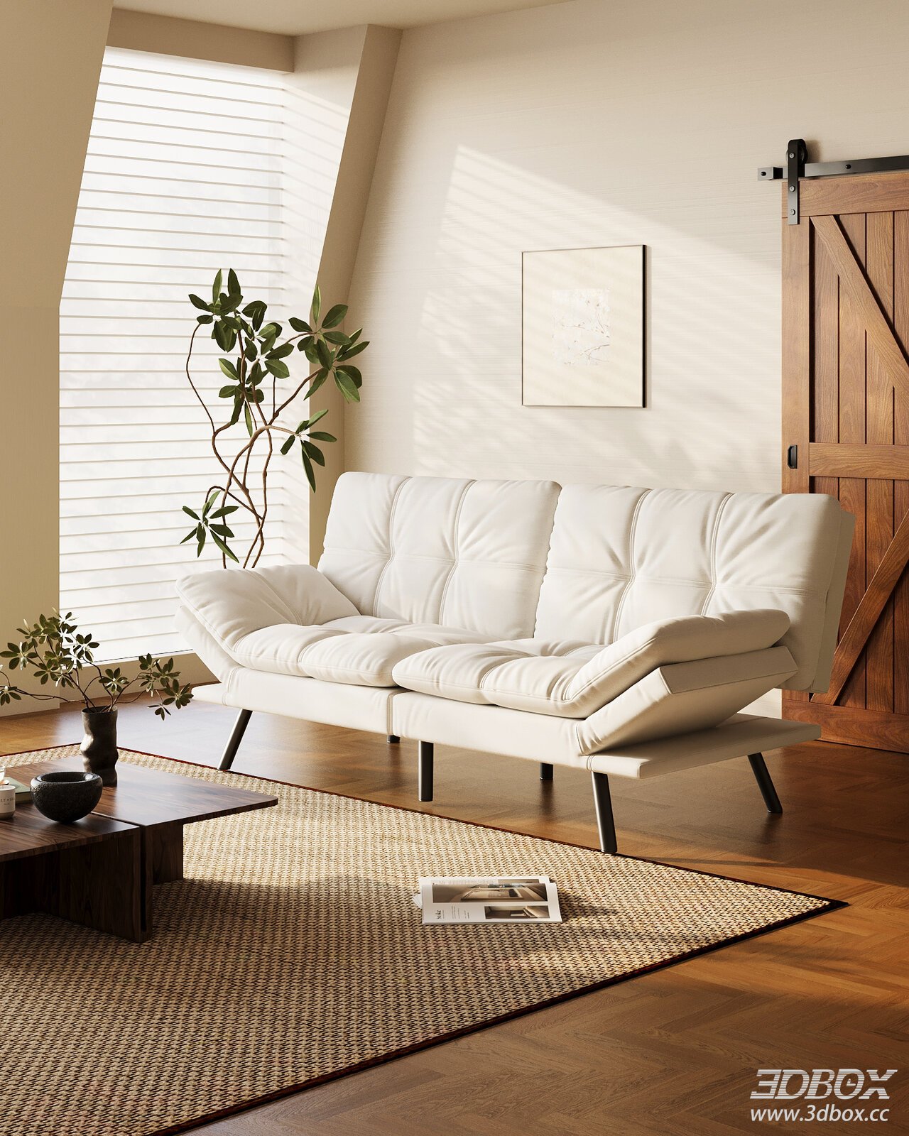 Modern White Leather Double Leisure Sofa