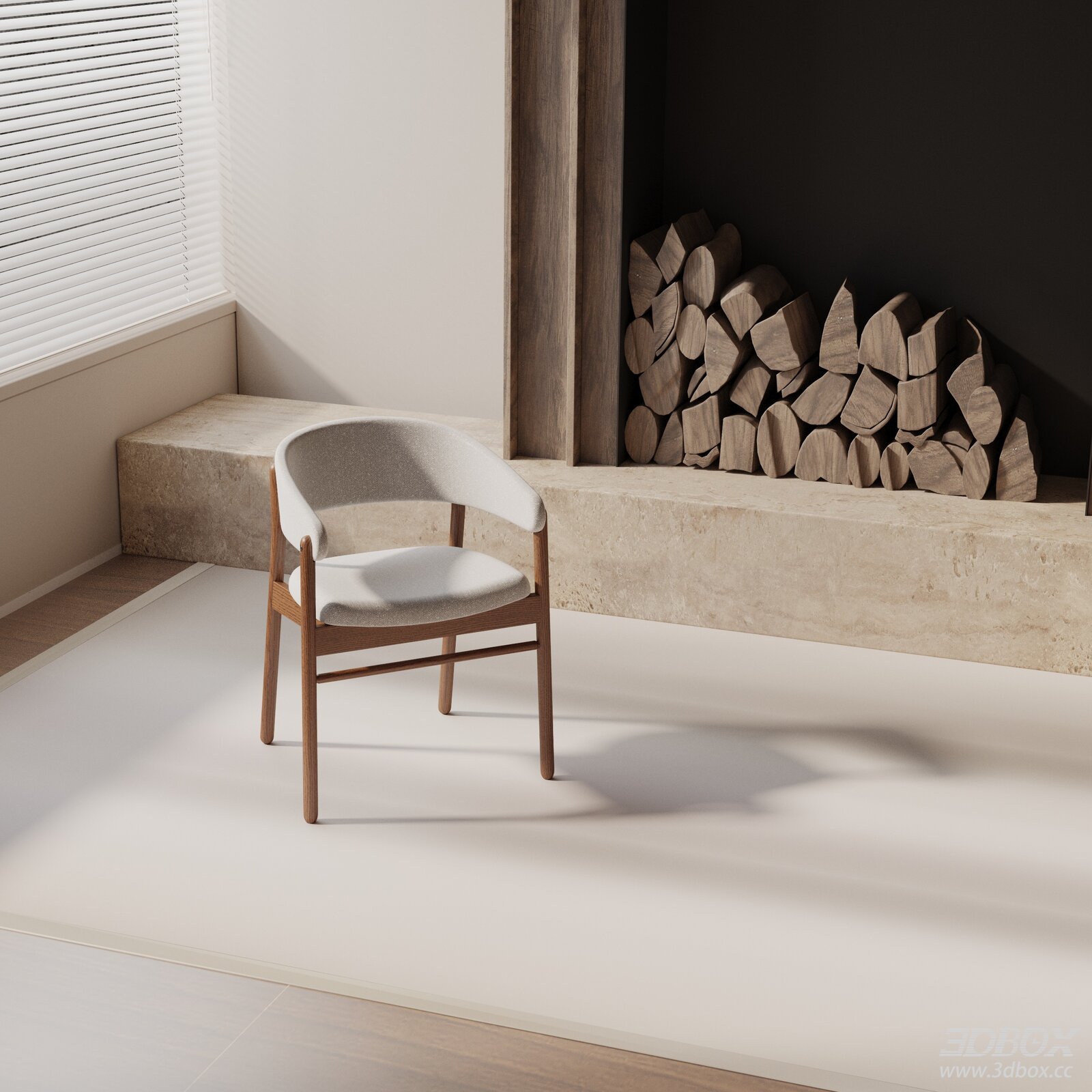 Modern Fabric Upholstered Wooden Dining Chair