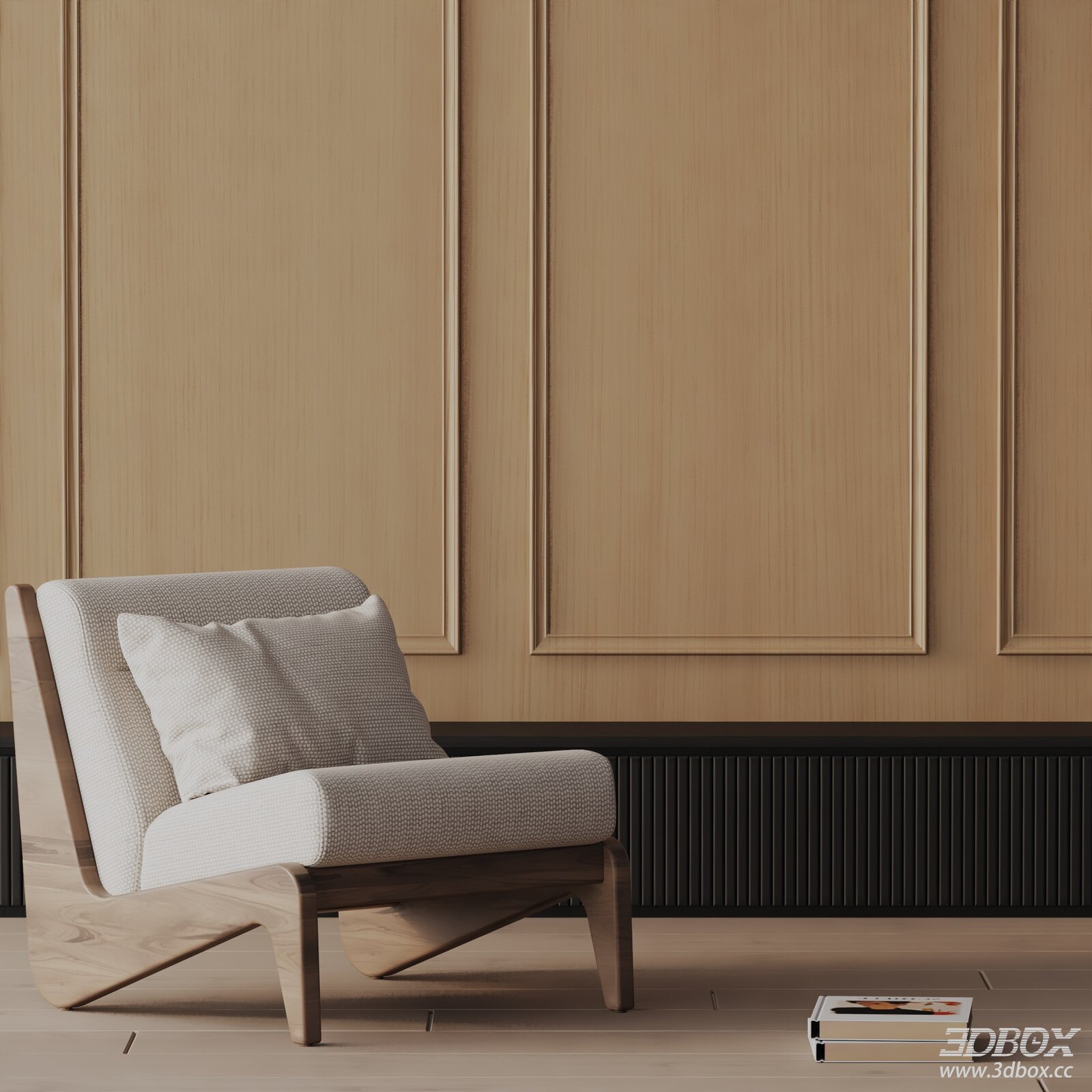 Modern Fabric Upholstered Wooden Frame Armchair