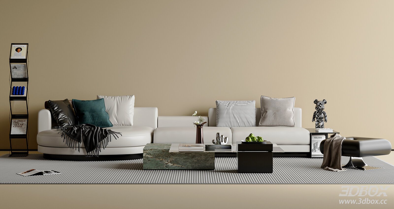Modern Minimalist Living Room Sofa Coffee Table Lounge Chair Set