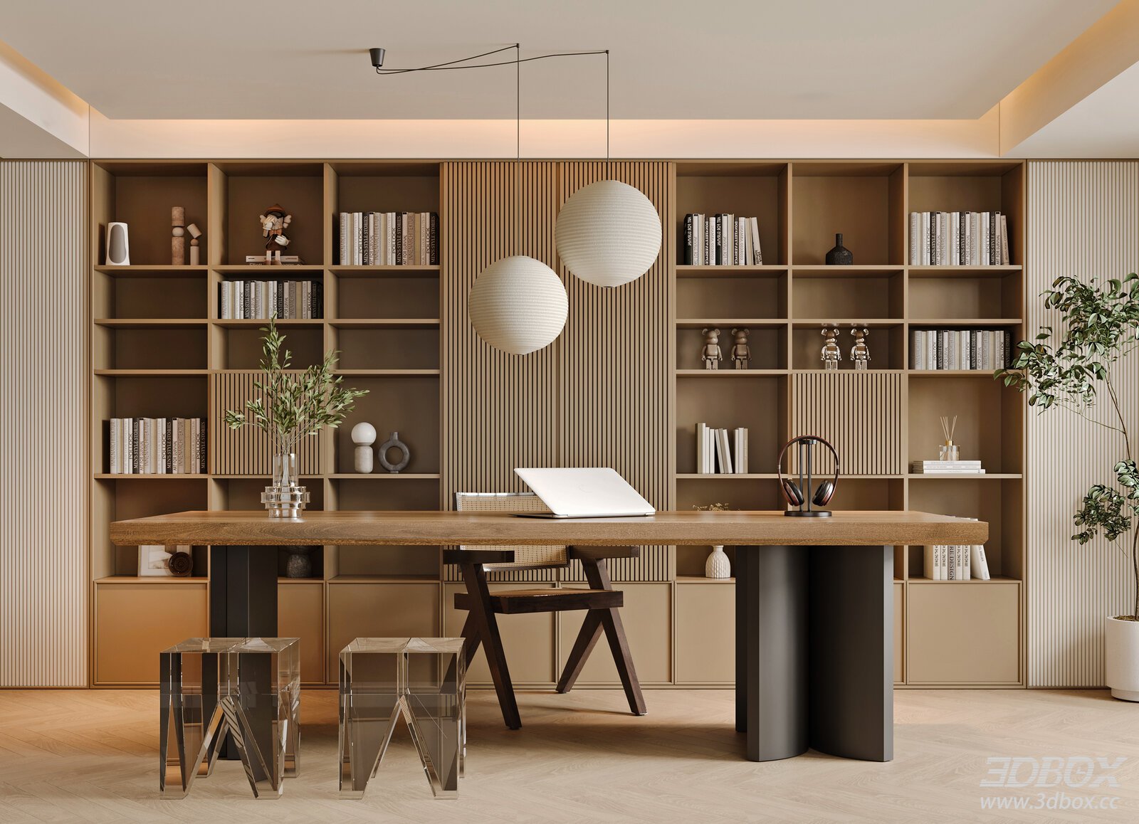 Mid-Century Modern Home Work Room