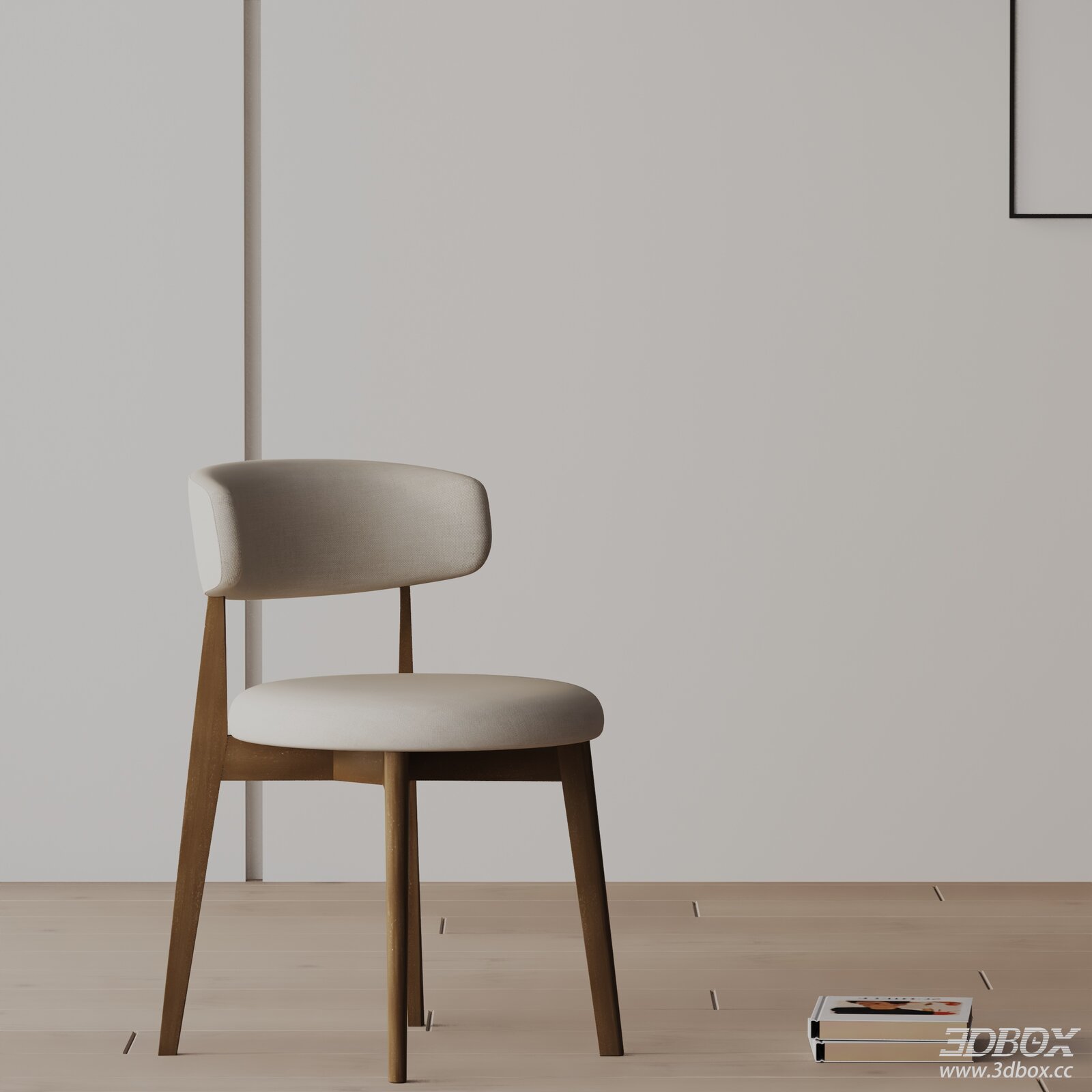Modern Minimalist Fabric Upholstered Wooden Dining Chair