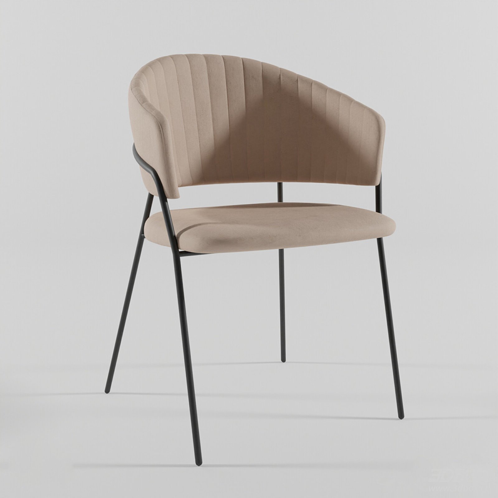 Modern Beige Upholstered Armchair with Metal Legs