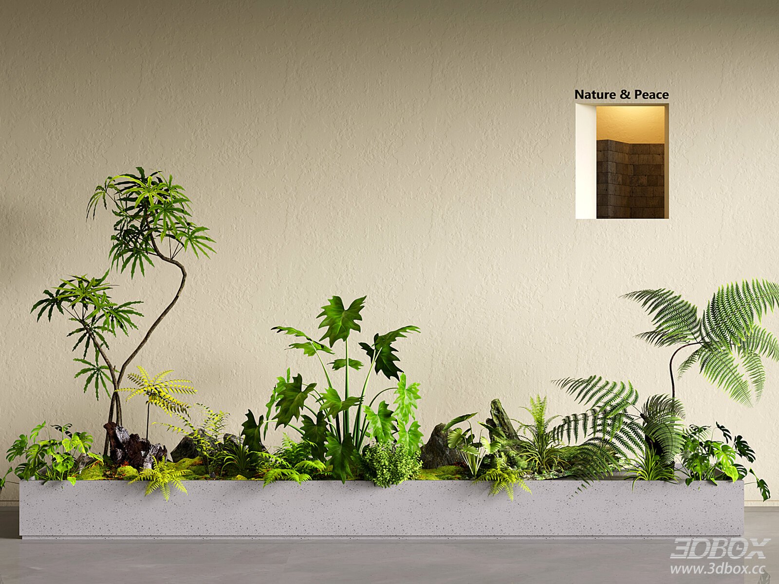 Indoor Tropical Greenery Planter Arrangement