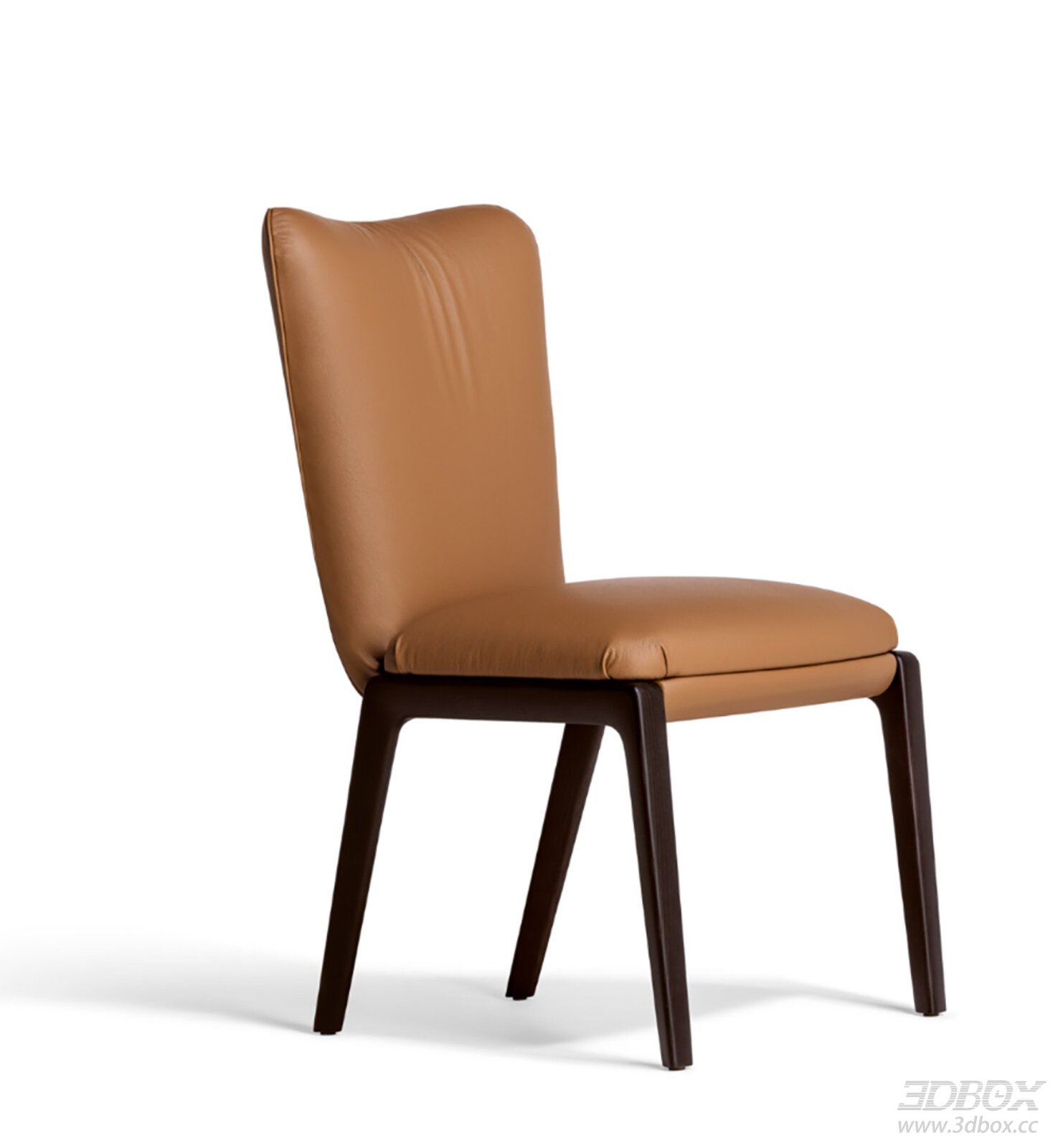 Modern Tan Leather Upholstered Dining Chair with Wooden Frame