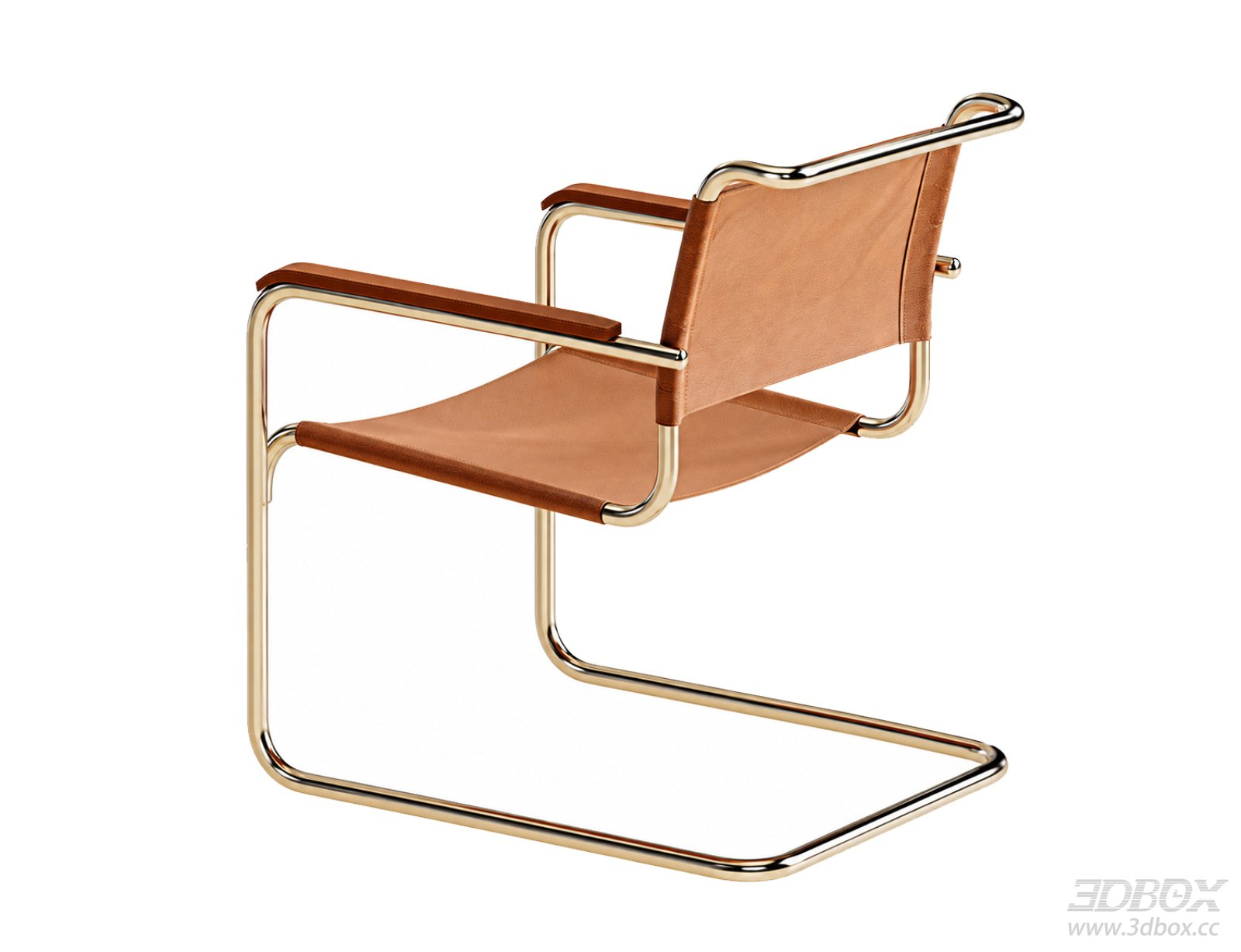 Bauhaus Vintage Leather Brass Armchair Designer Lounge Chair