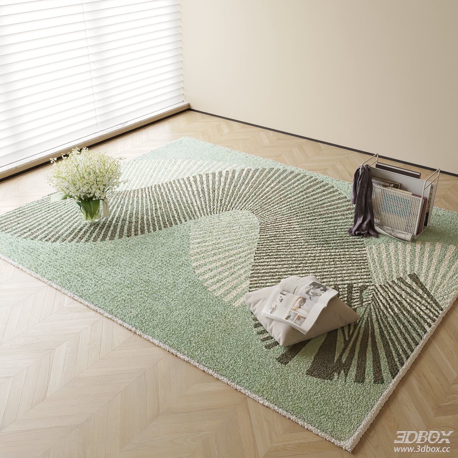 Modern Abstract Light Green Geometric Area Rug