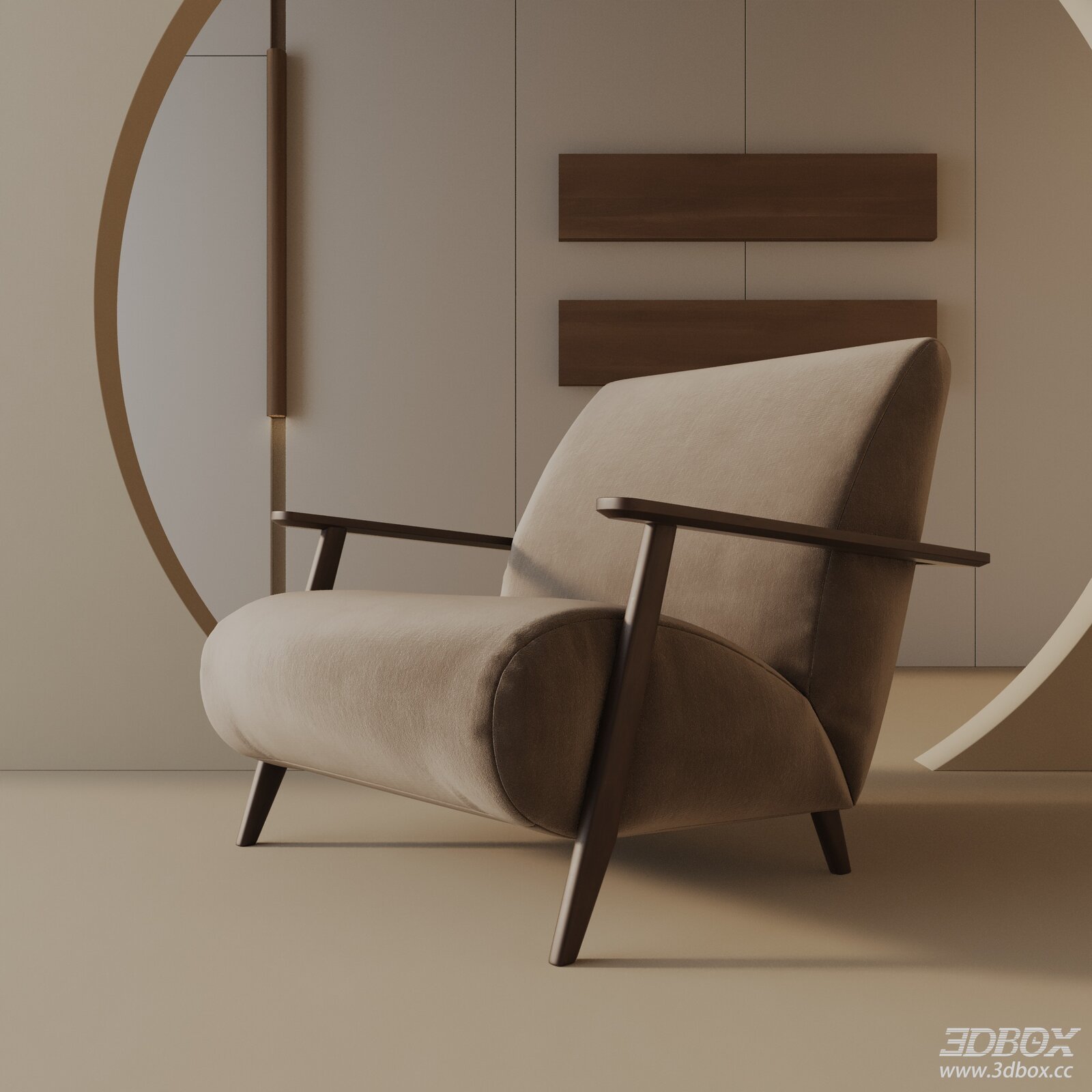 Modern Fabric Upholstered Wooden Armchair