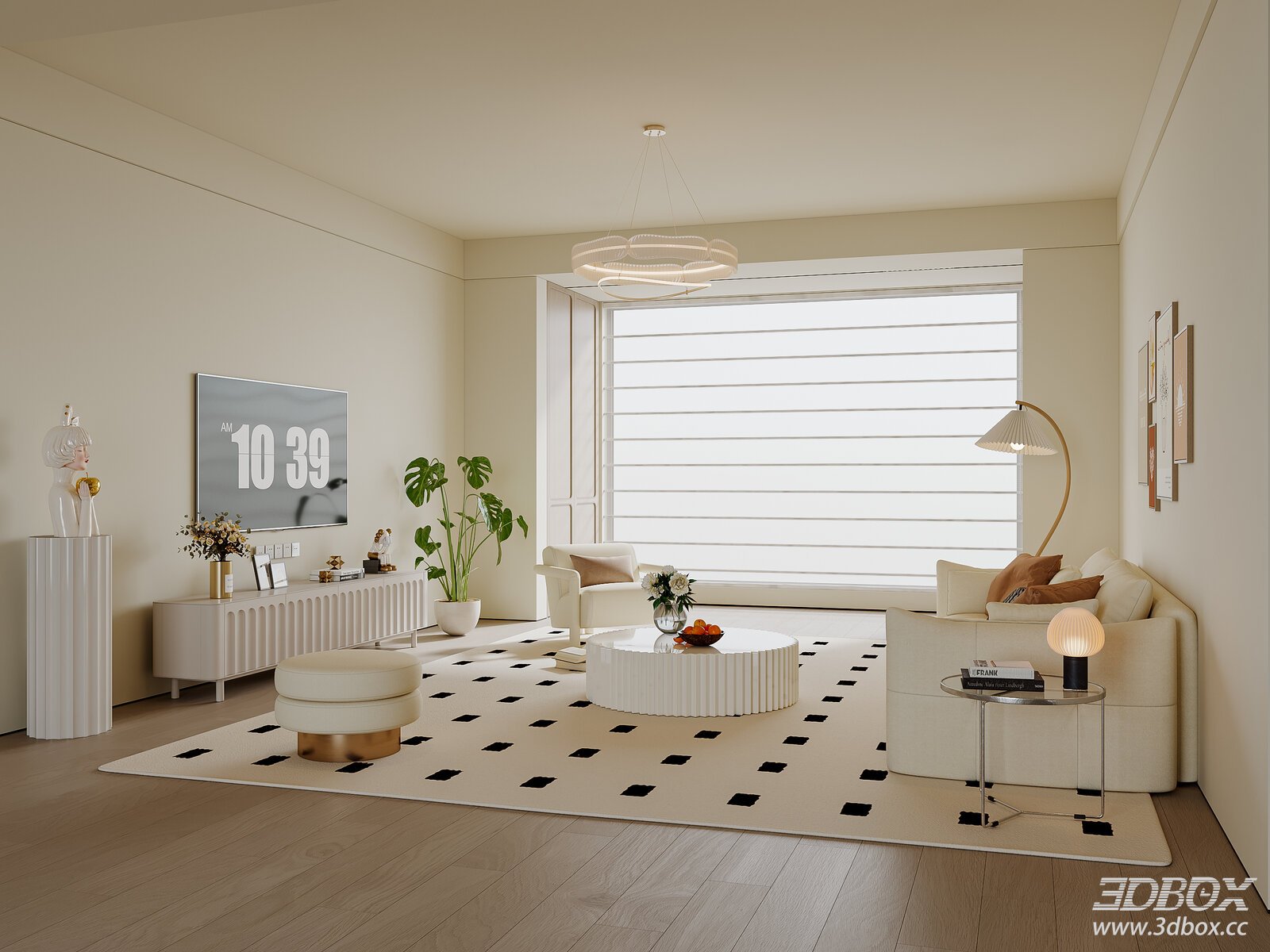 Modern Cream Style Living Room with Sofa and Furniture Set