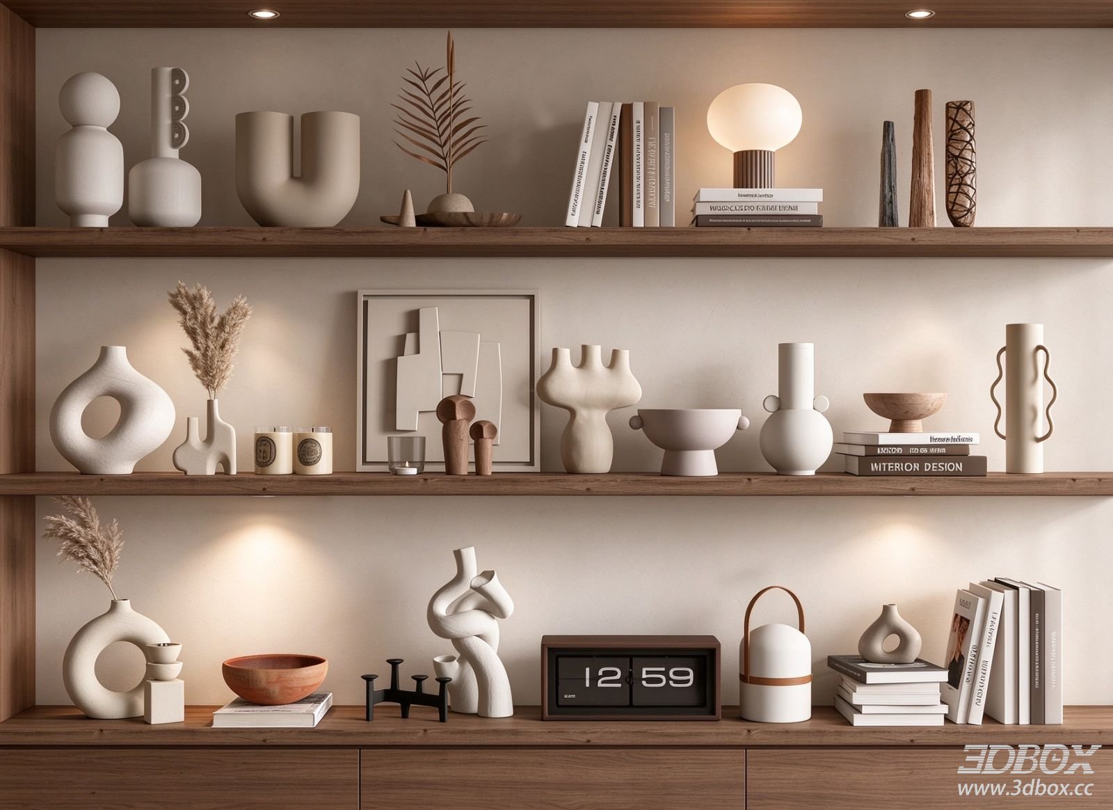 Modern Minimalist Decorative Set with Vases and Books
