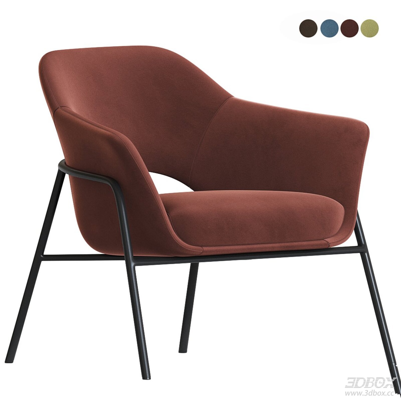 Modern Upholstered Velvet Armchair with Metal Frame