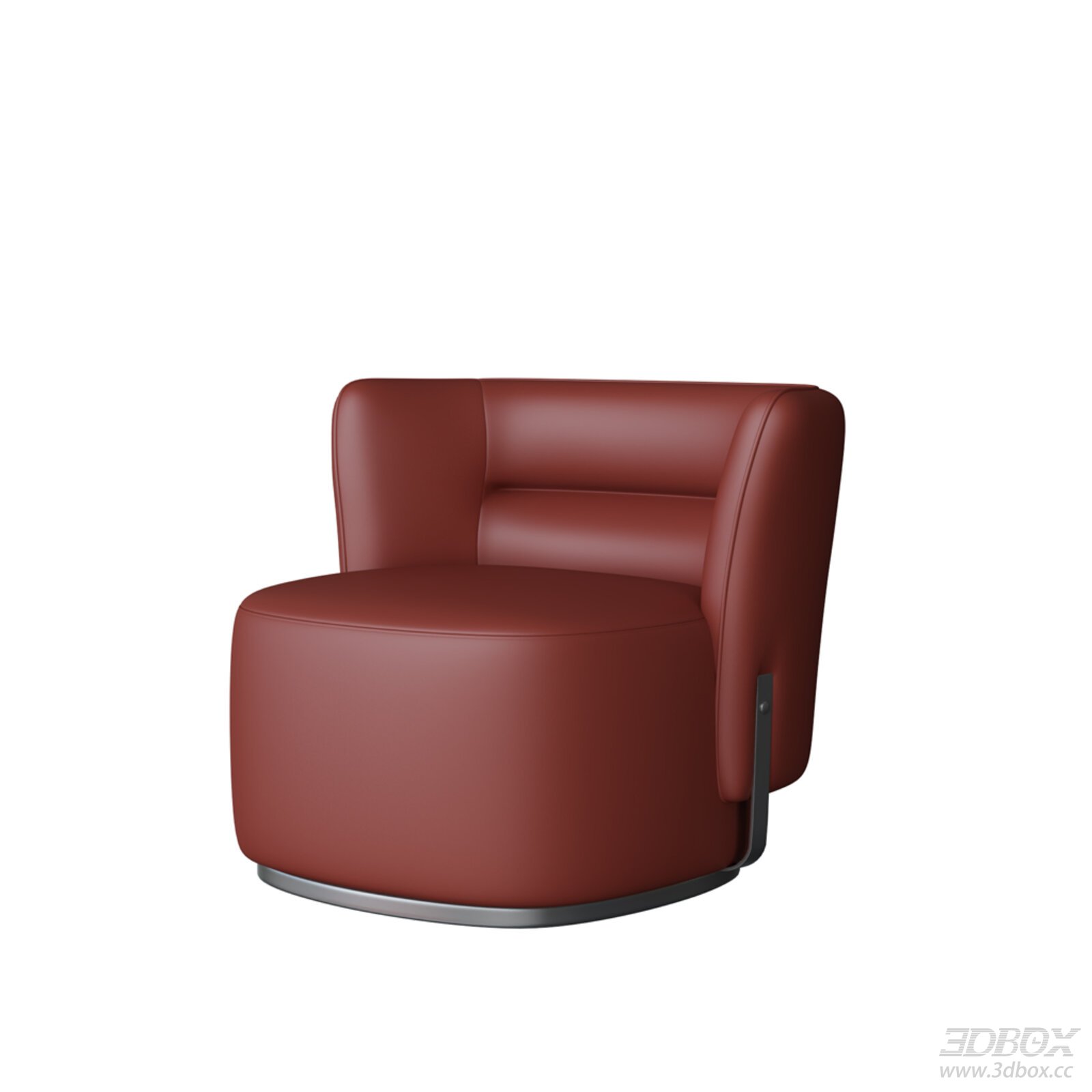 Modern Minimalist Red Leather Armchair