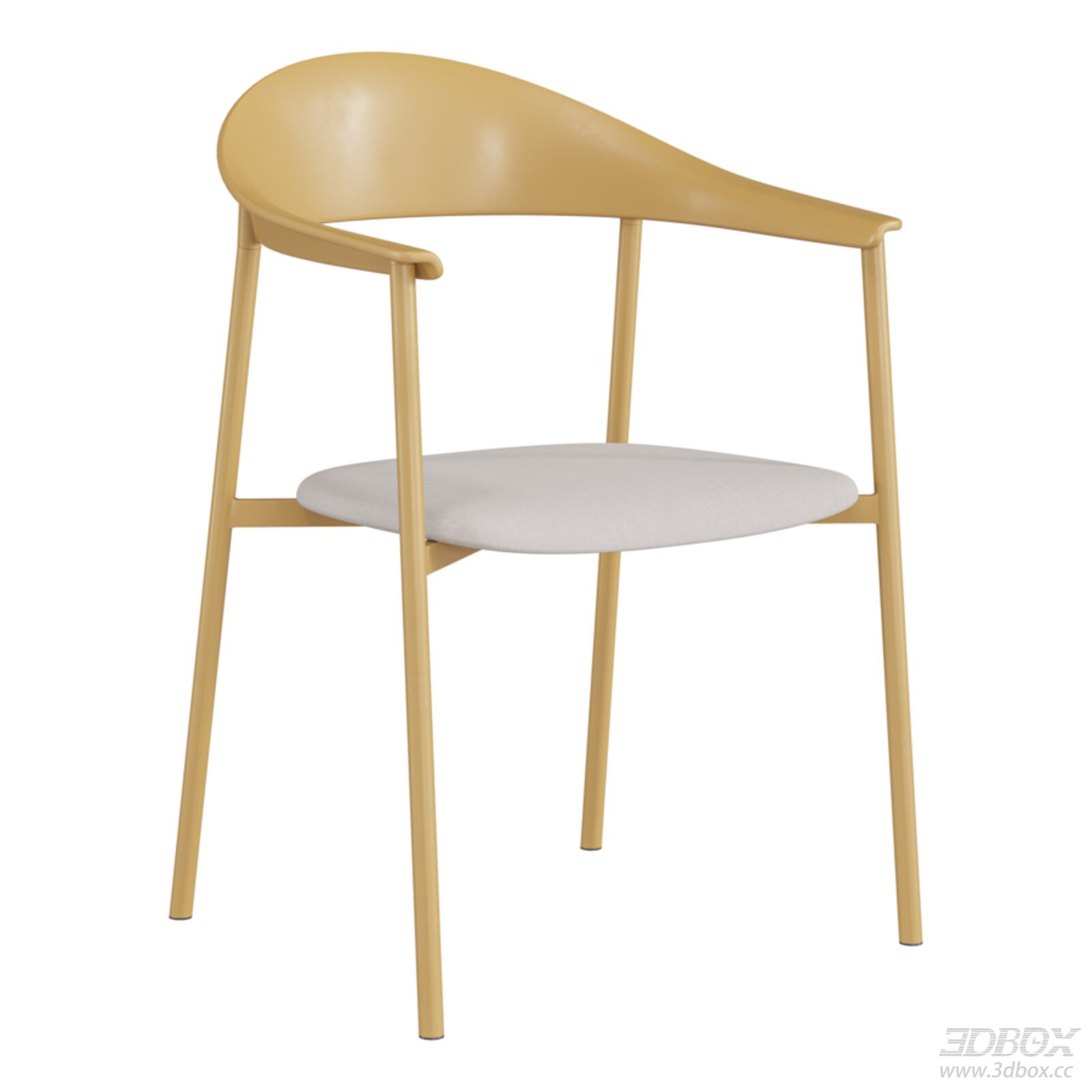 Modern Yellow Dining Chair with Fabric Cushion