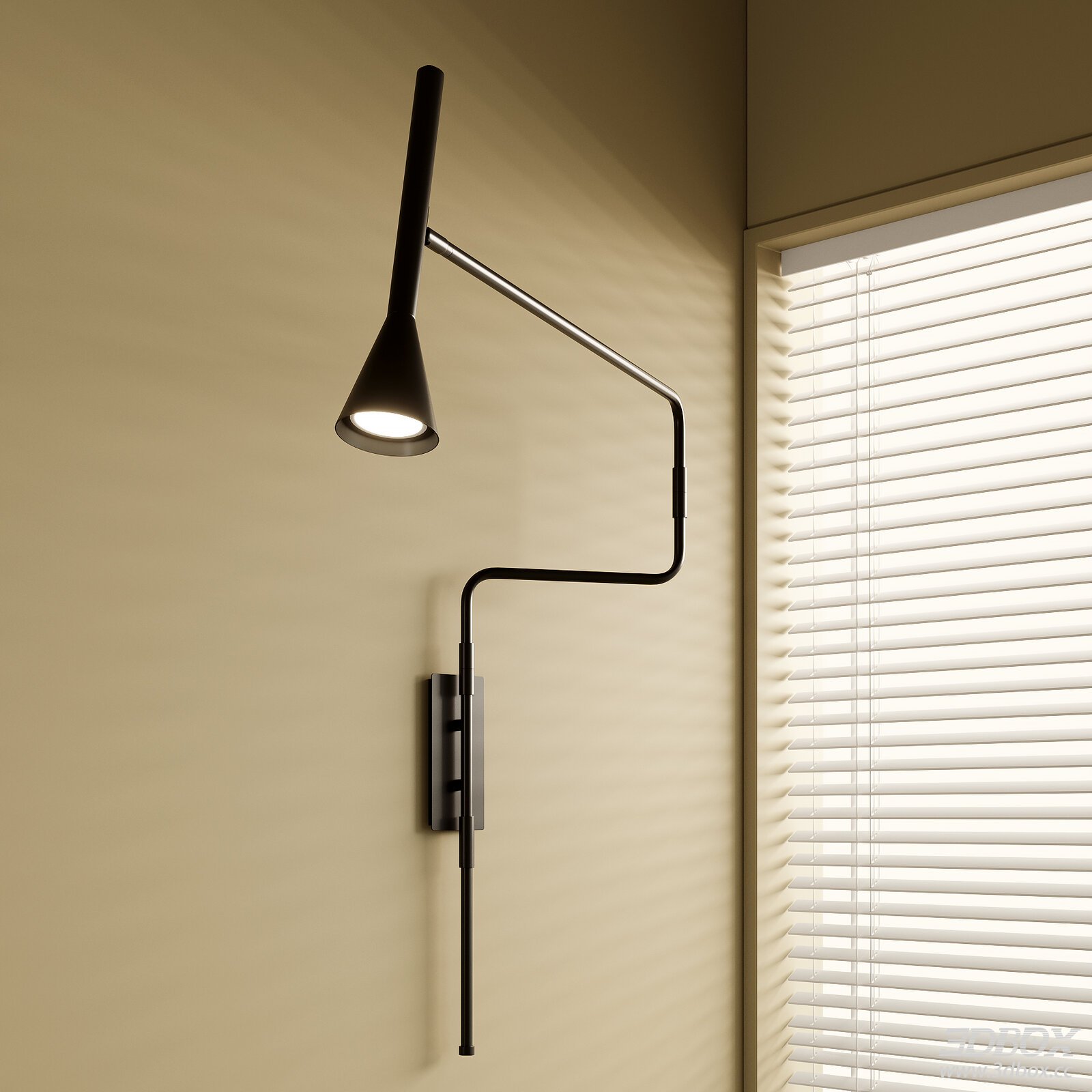 Modern Adjustable Black Metal Wall Lamp