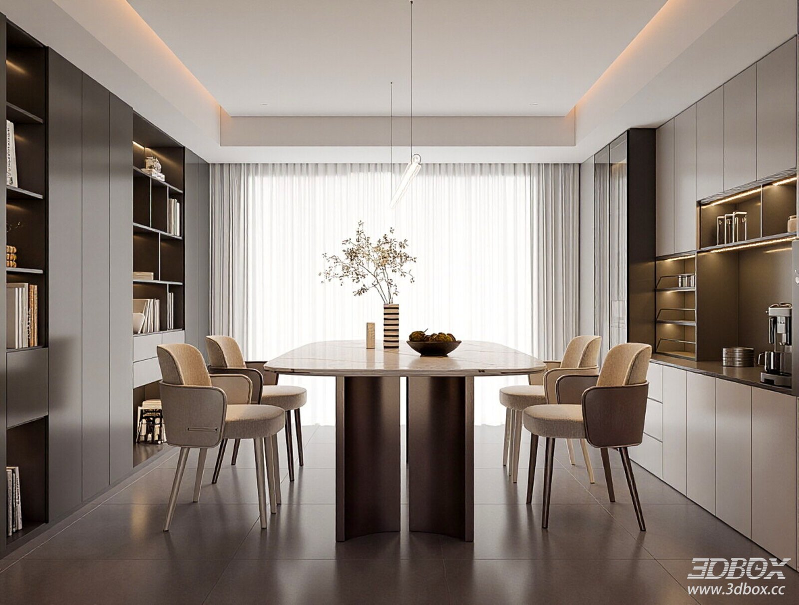 Modern Italian Style Minimalist Dining Room Interior
