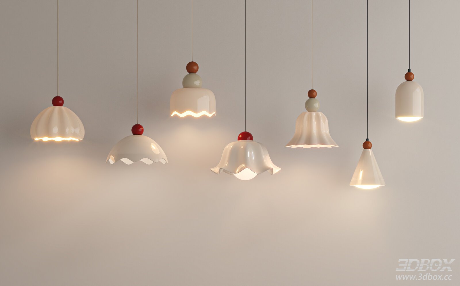 French Cream Style Pendant Ceiling Lamp Set