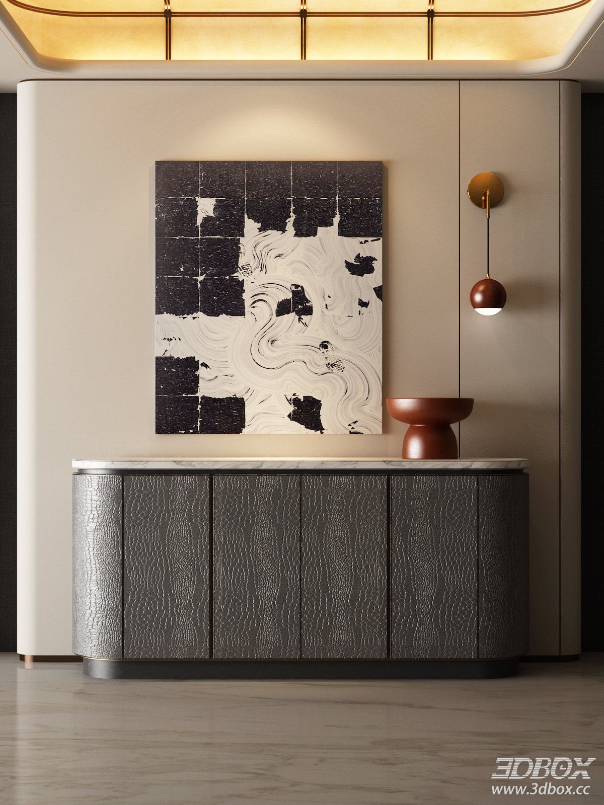 Italian Luxury Modern Sideboard Entry Scene