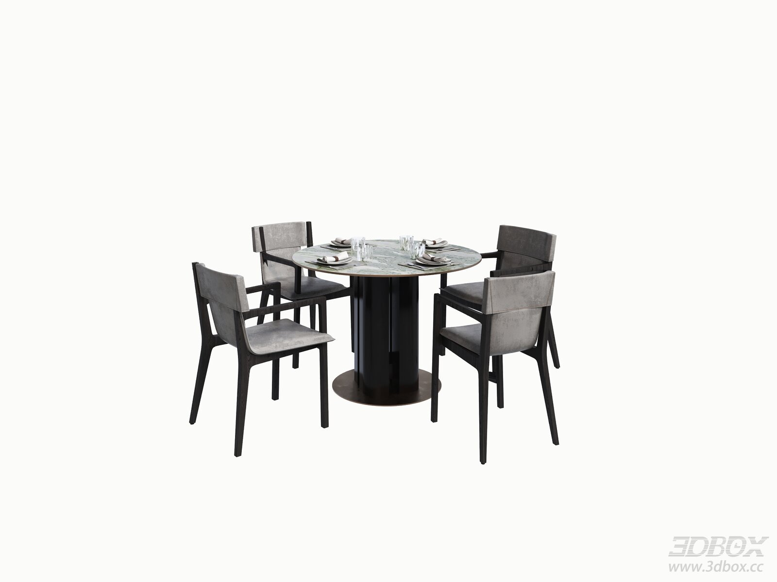 Modern Luxury Round Marble Dining Table and Chairs Set