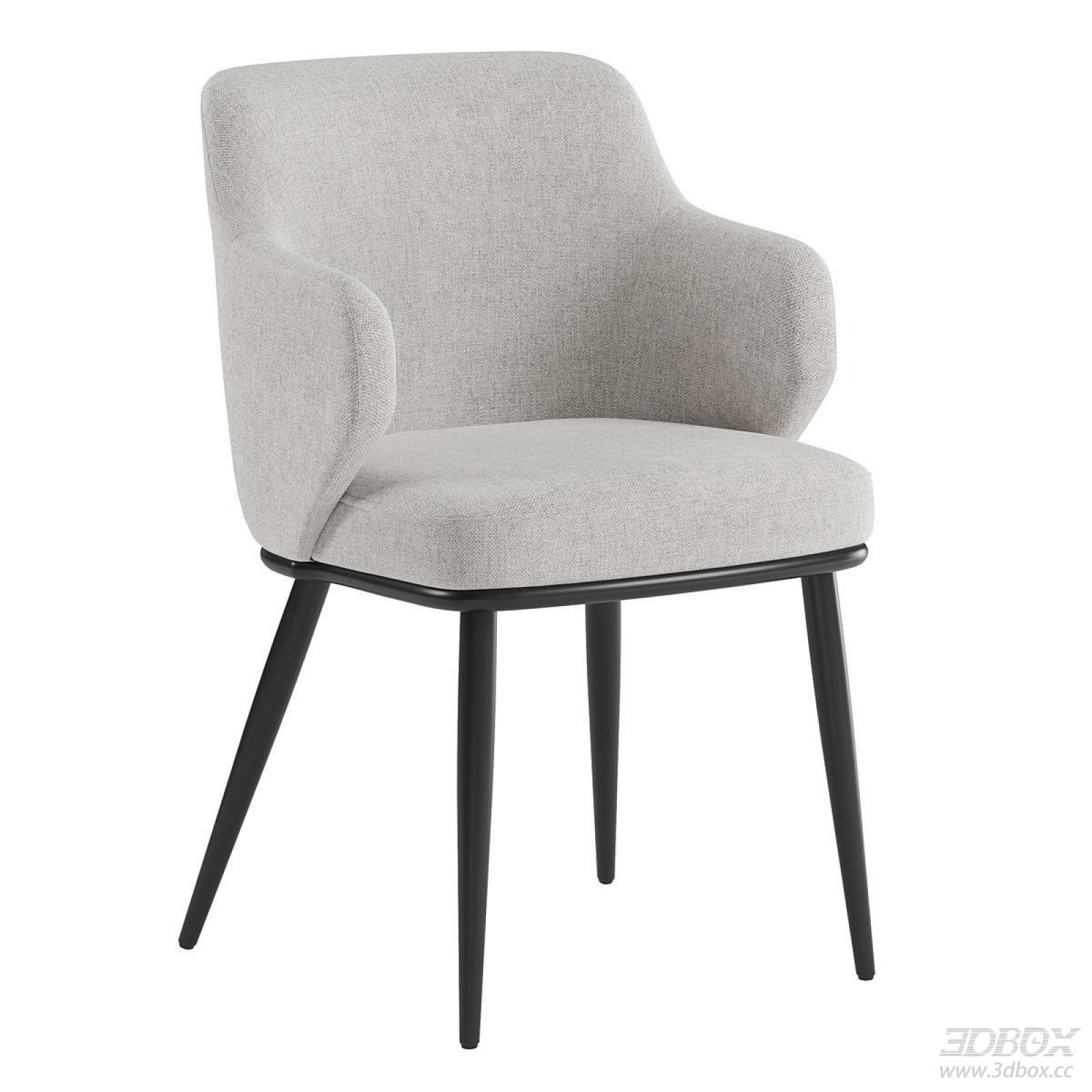 Modern Fabric Upholstered Dining Armchair with Metal Legs