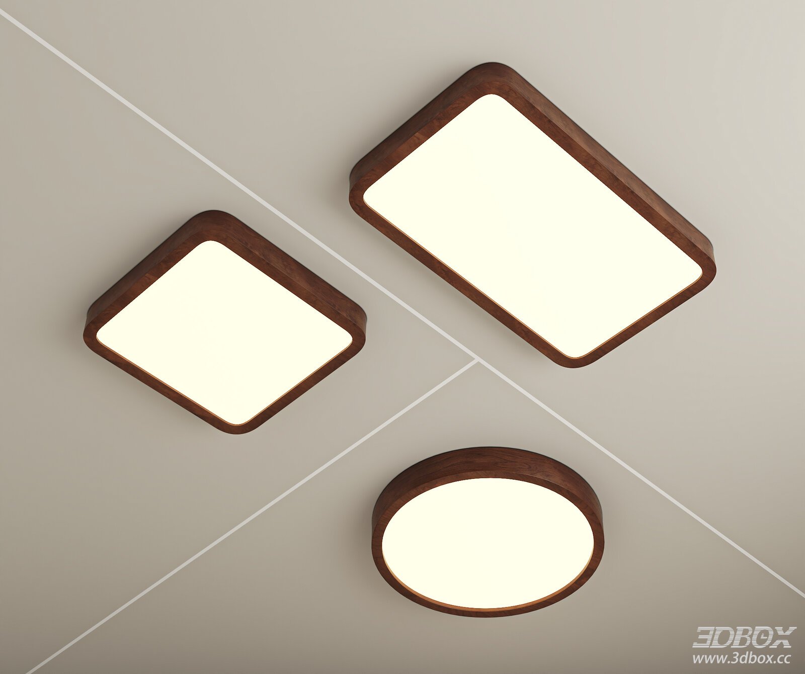 Mid Century Modern Wooden Ceiling Lamp Set