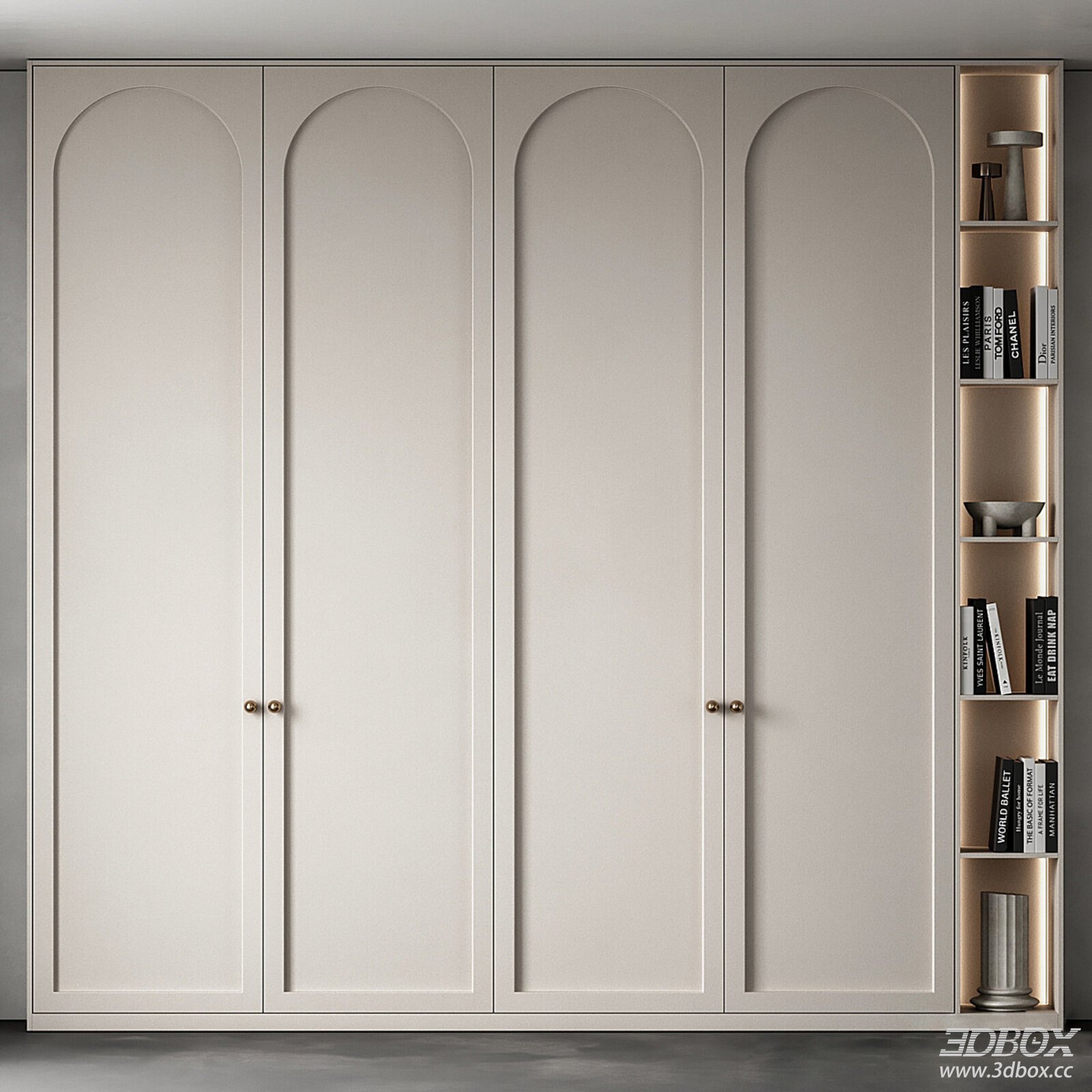 Modern Minimalist Built-in Wardrobe with Display Shelf